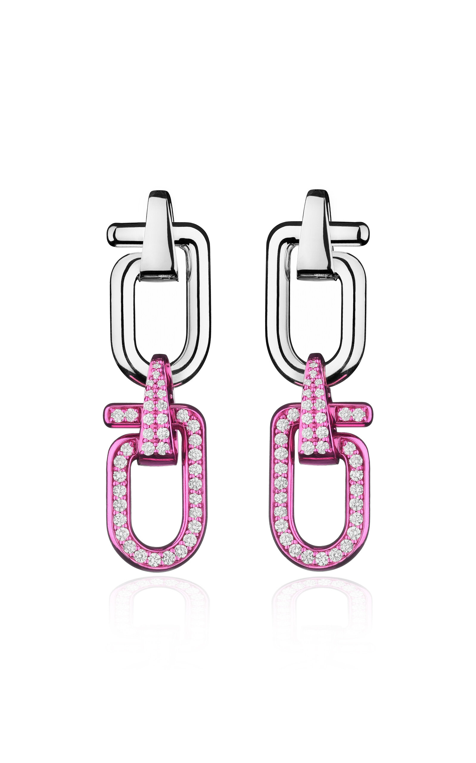 Shop Eéra 18k White Gold And 925 Silver Mega Reine Earring Double