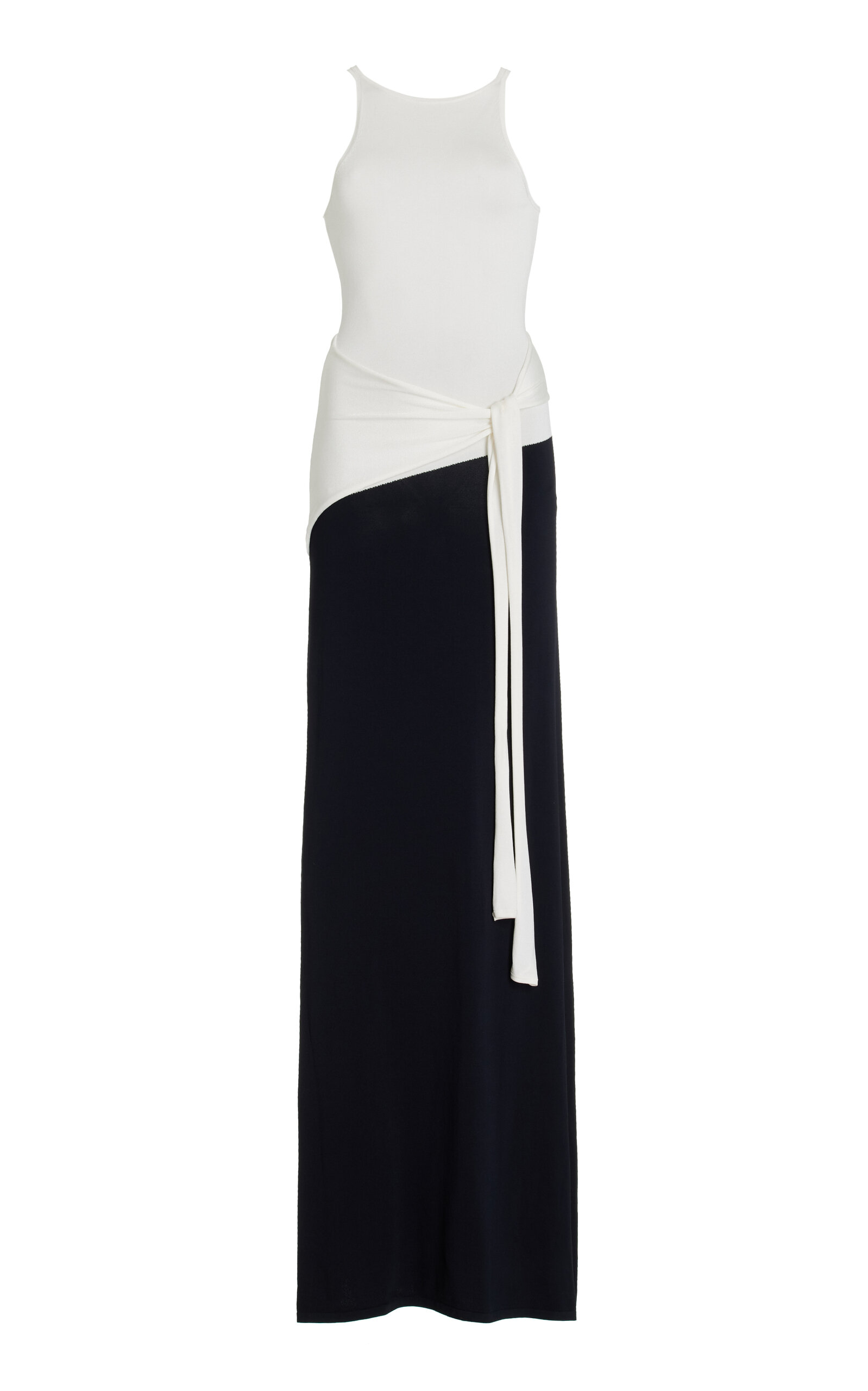 SIR. Emery Two-Tone Wrap-Effect Jersey Maxi Dress