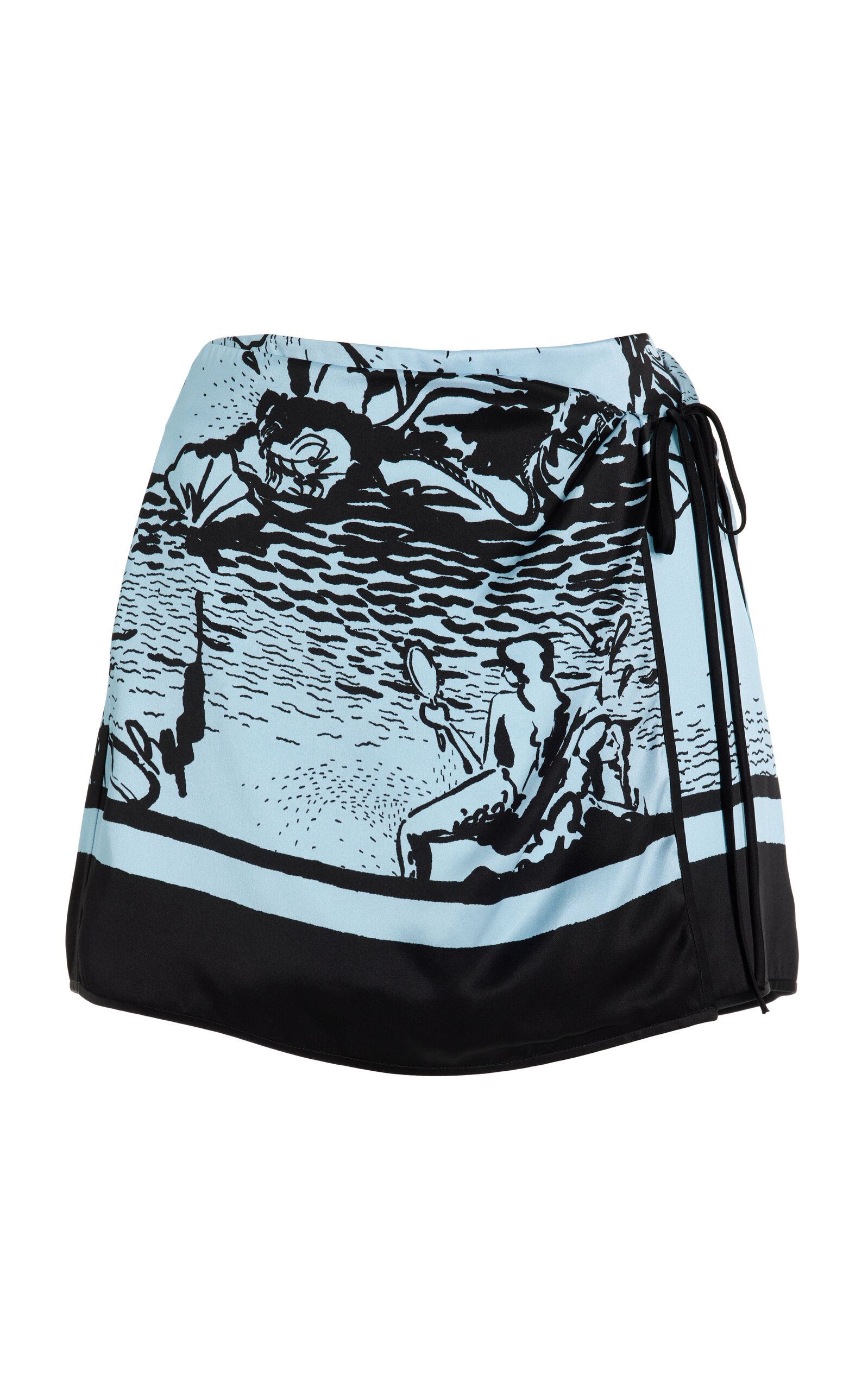 Sir Dreamwood Silk Mini Skirt In Blue