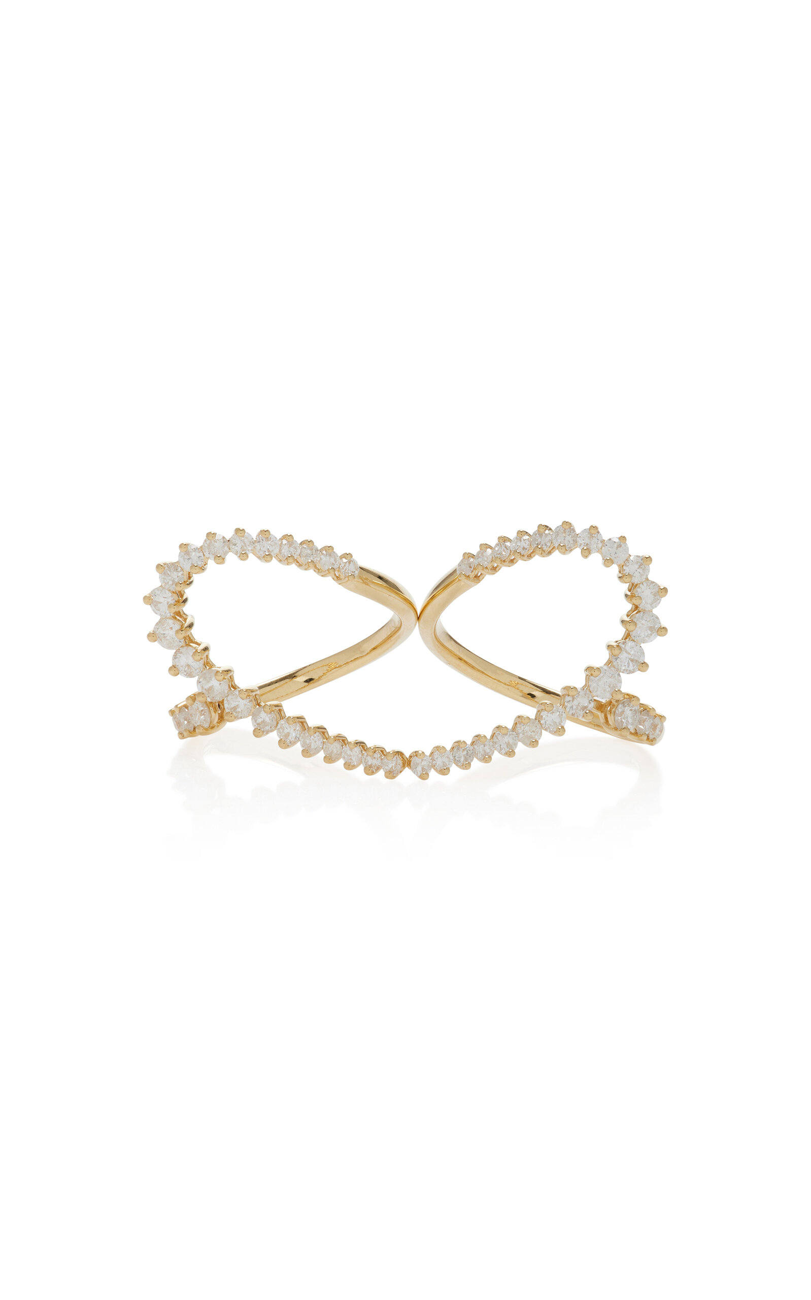 Shop Yvonne Léon 18k Yellow Gold Diamond Double Heart Ring
