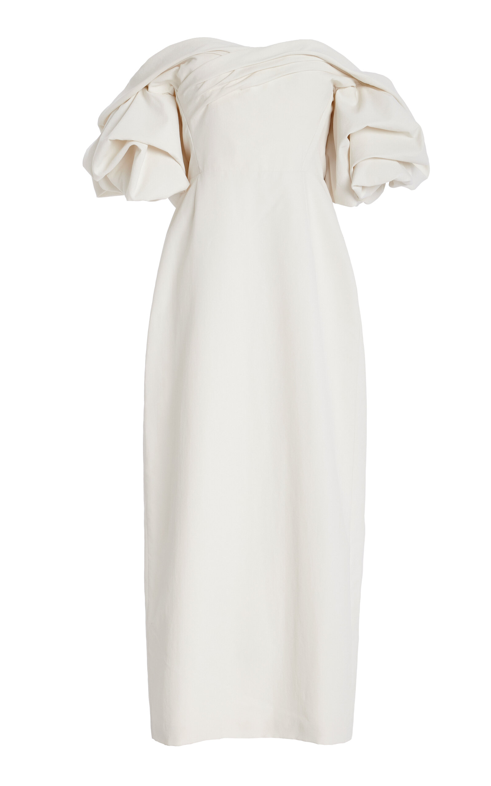 DELPHINE TESS OFF-THE-SHOULDER TAFFETA MIDI DRESS