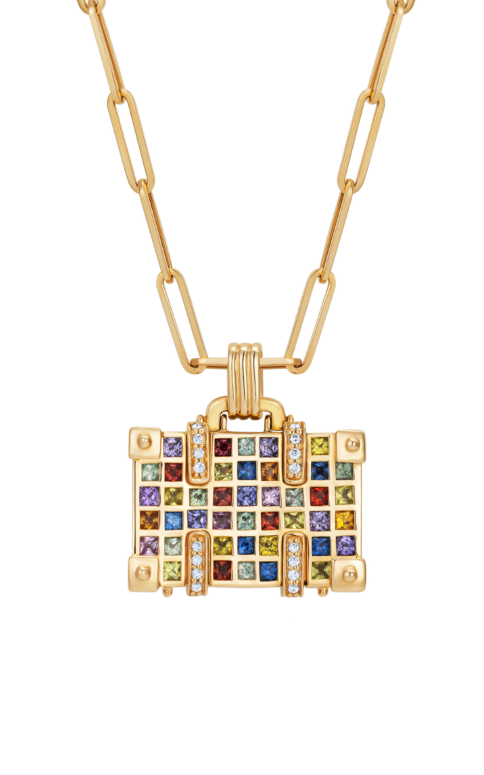 14k Yellow Gold 'The World Is Yours' Colourful Small Suitcase