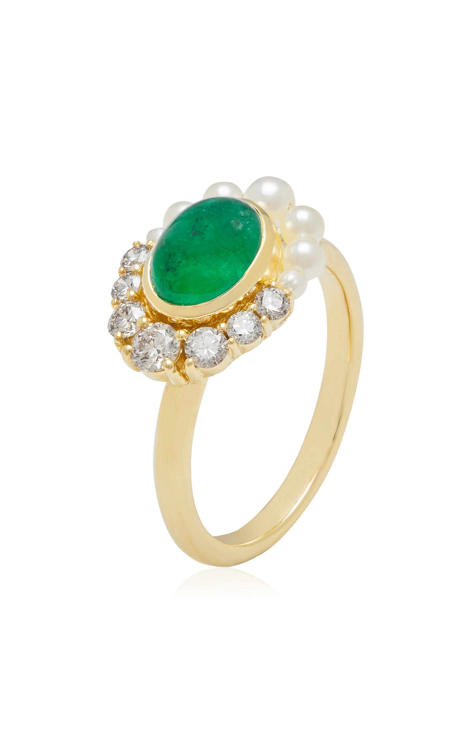 Amrapali Navratna 18K Yellow Gold Emerald Ring - Green - US 6.75 - Moda Operandi