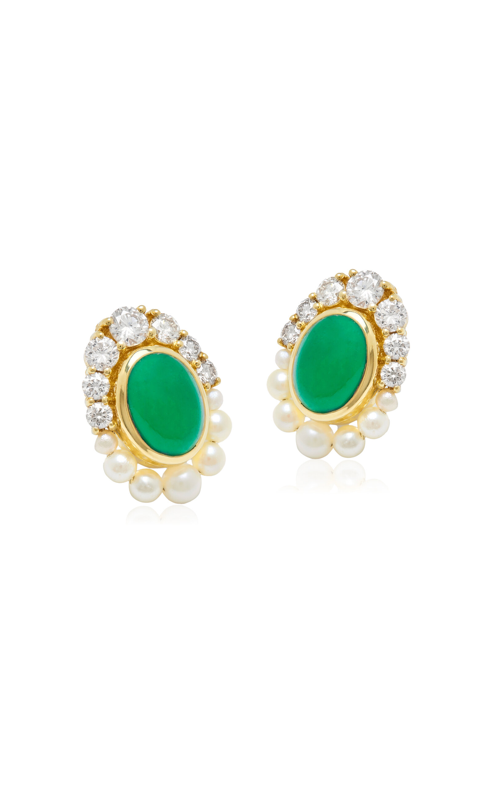Amrapali Navratna 18K Yellow Gold Emerald Earrings - Green - OS - Moda Operandi