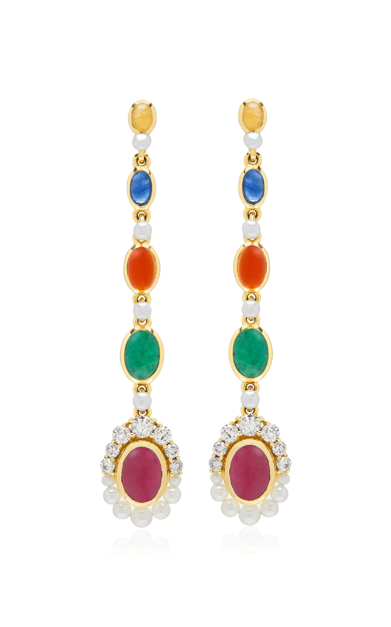 Amrapali Navratna 18K Yellow Gold Earrings - Multi - OS - Moda Operandi