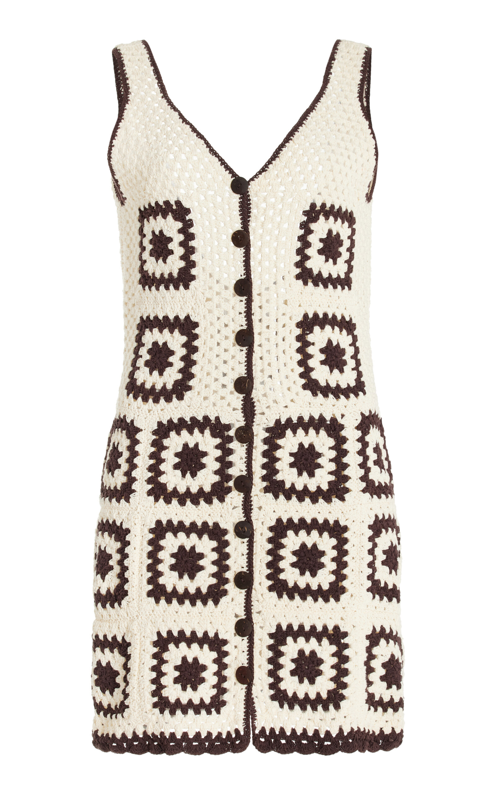 Akoia Swim Exclusive Baia Crocheted Cotton Mini Dress In Brown