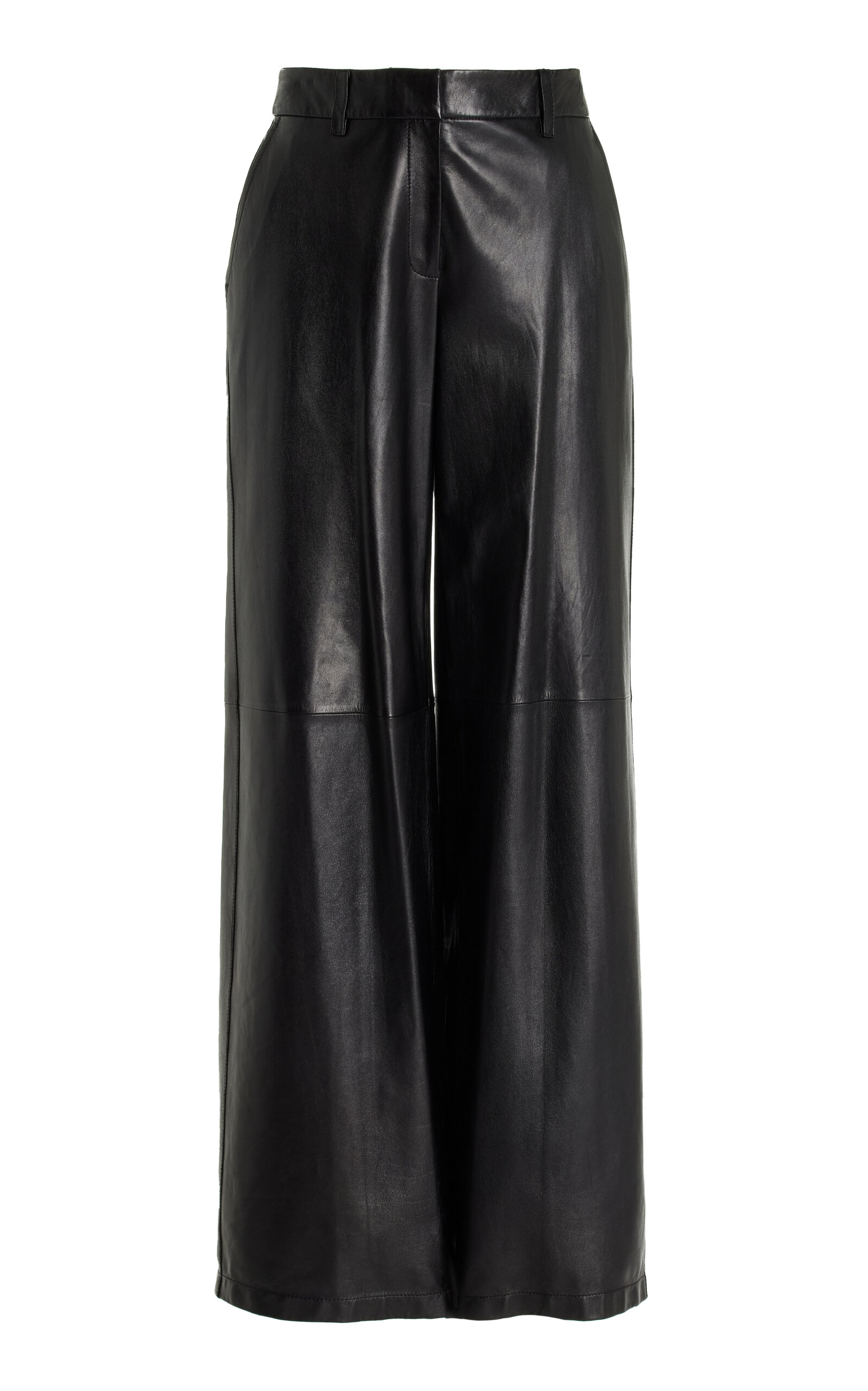 Lafayette 148 Sullivan Leather Straight-Leg Pants - Black