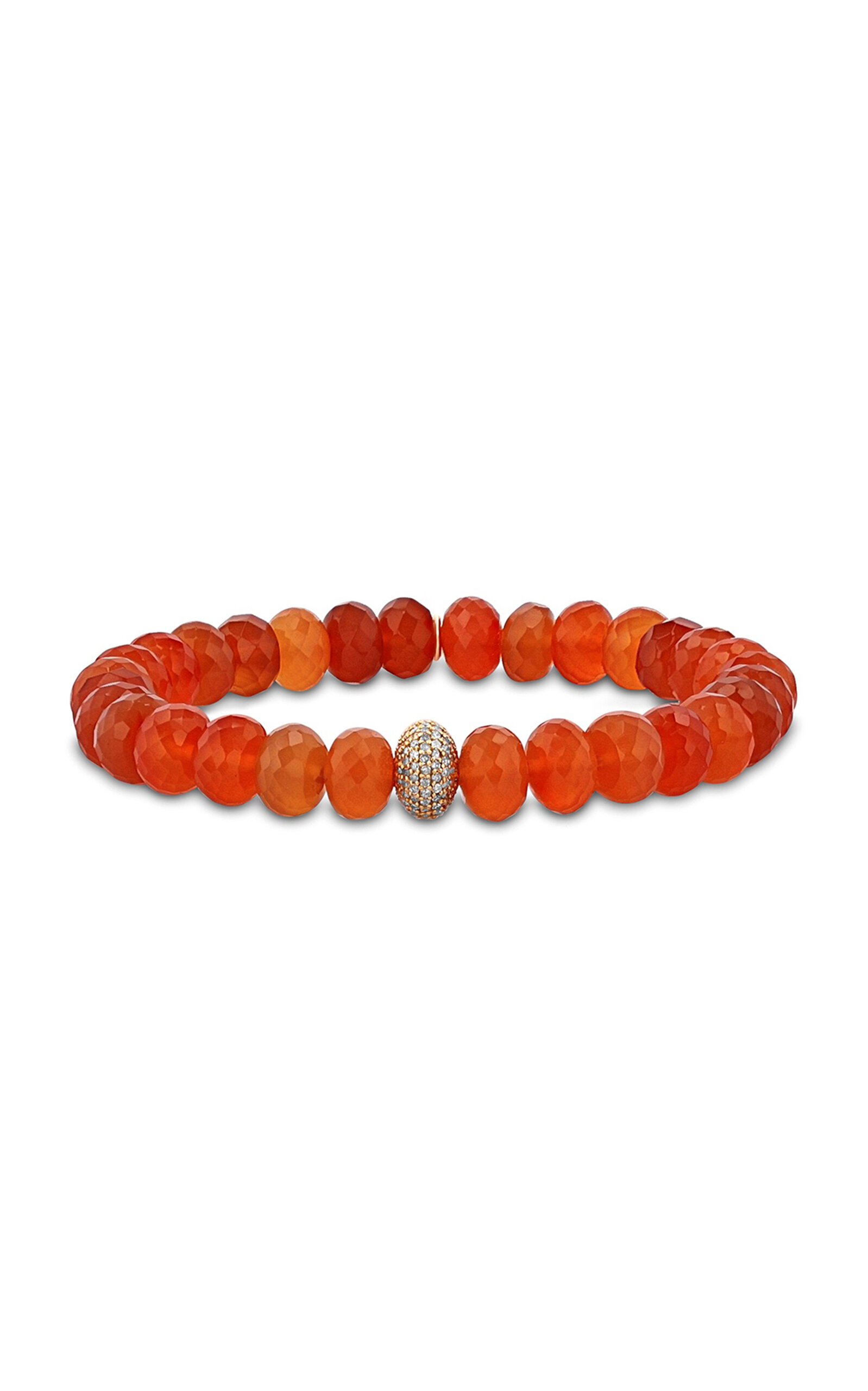 Carnelian 14K Yellow Gold Diamond Bracelet