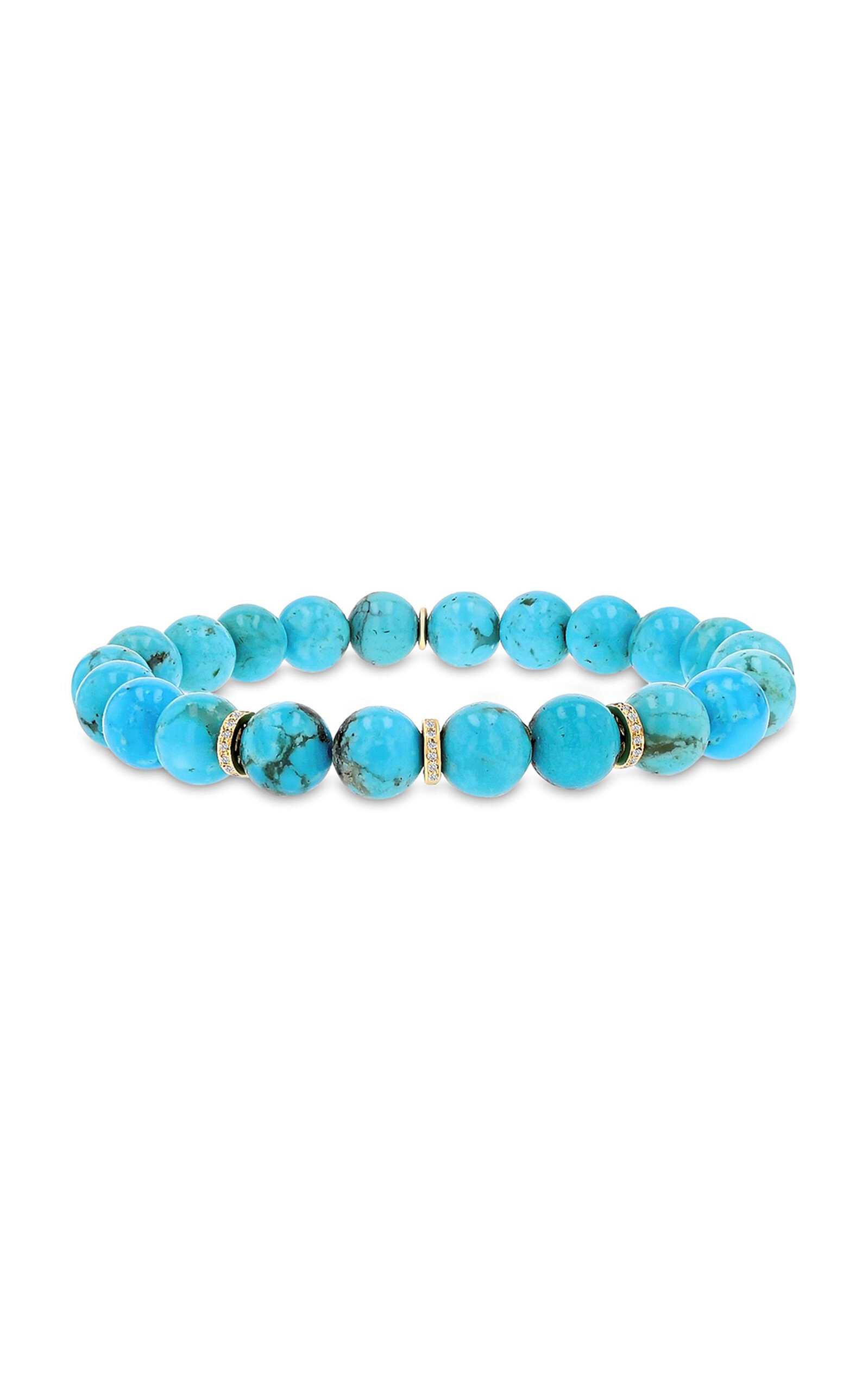 14K Yellow Gold Diamond And Turquoise Bracelet