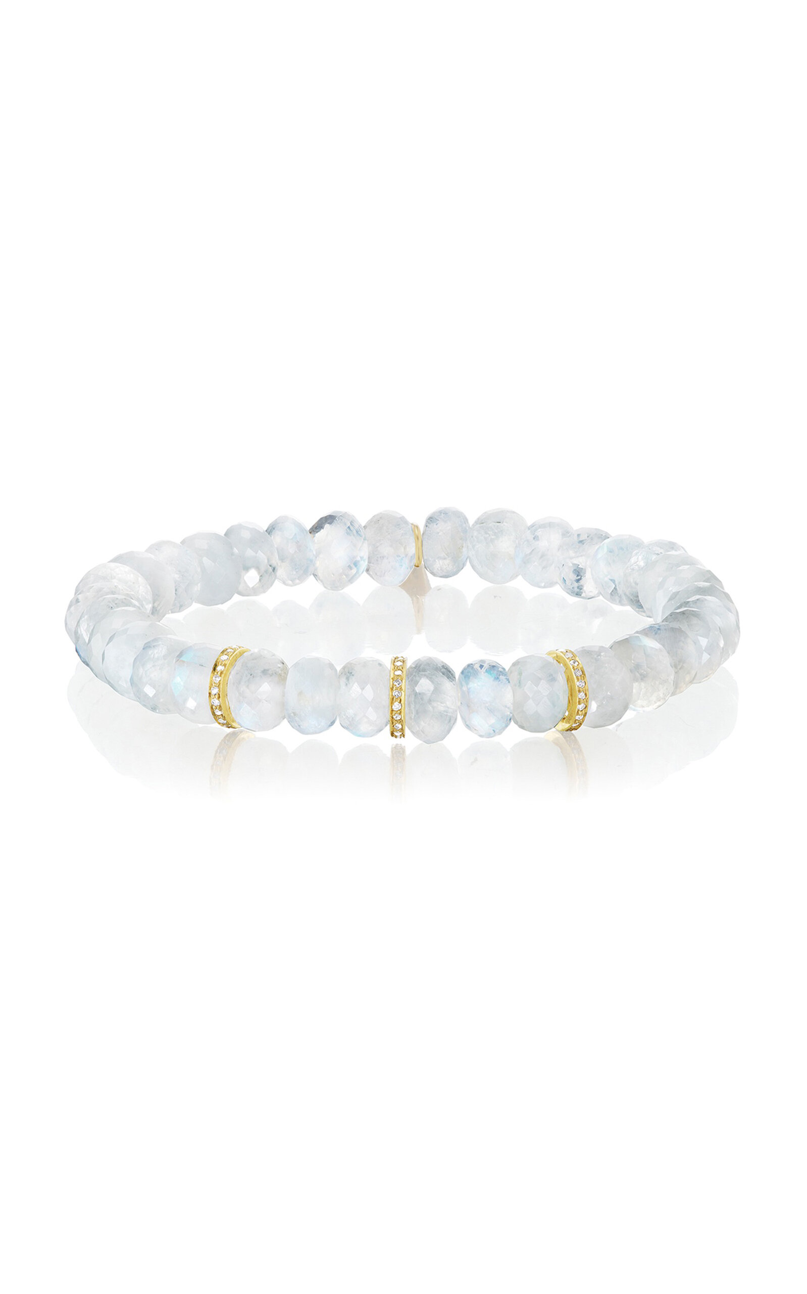 14K Yellow Gold Diamond And Moonstone Bracelet
