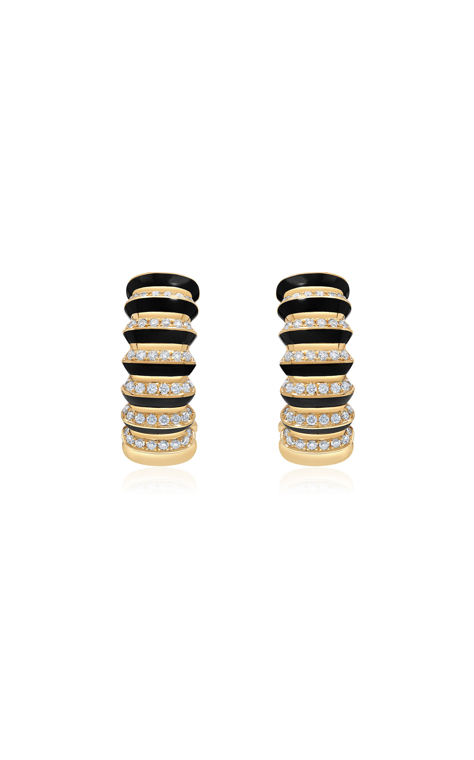 State Property Borsh 18K Yellow Gold Diamond Hoop Earrings - Black - OS - Moda Operandi