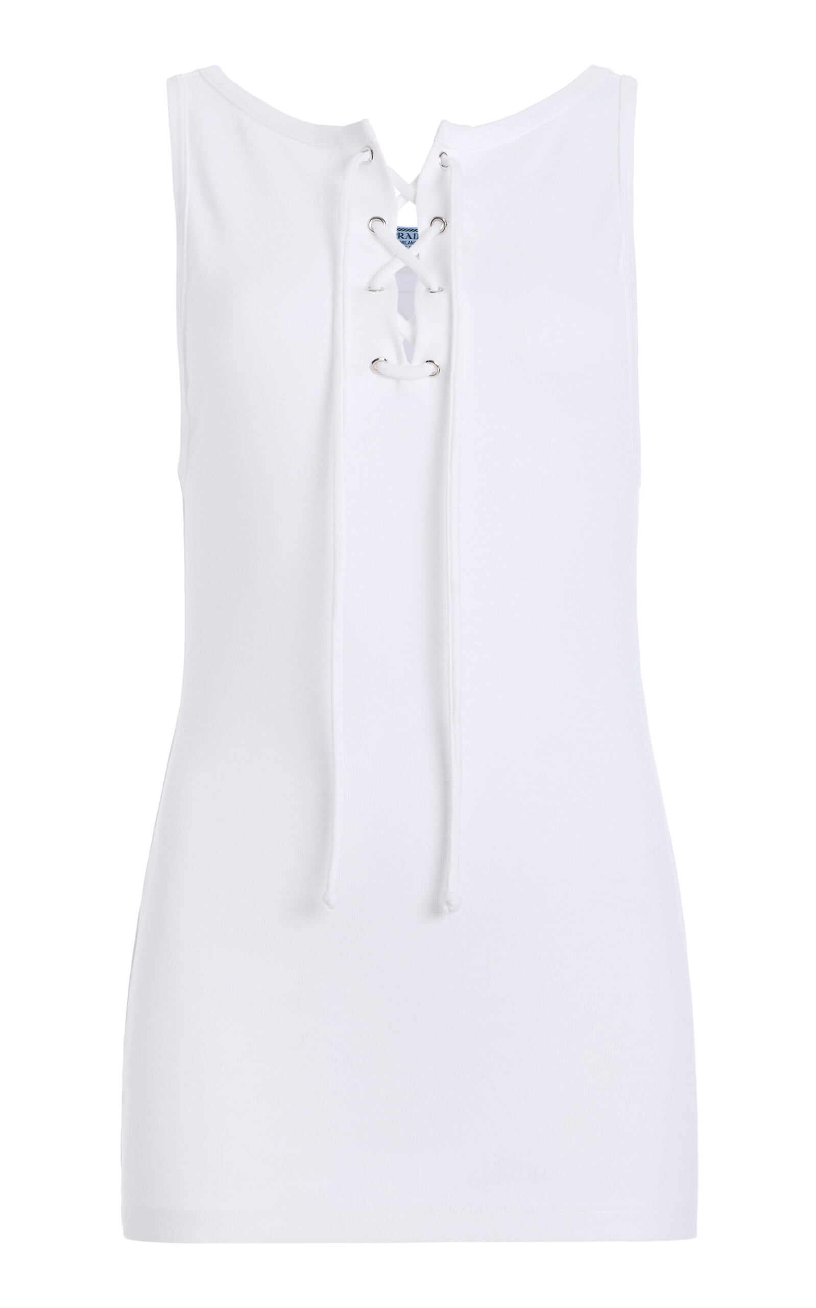 Prada Lace-Up Cotton-Jersey Tank Top