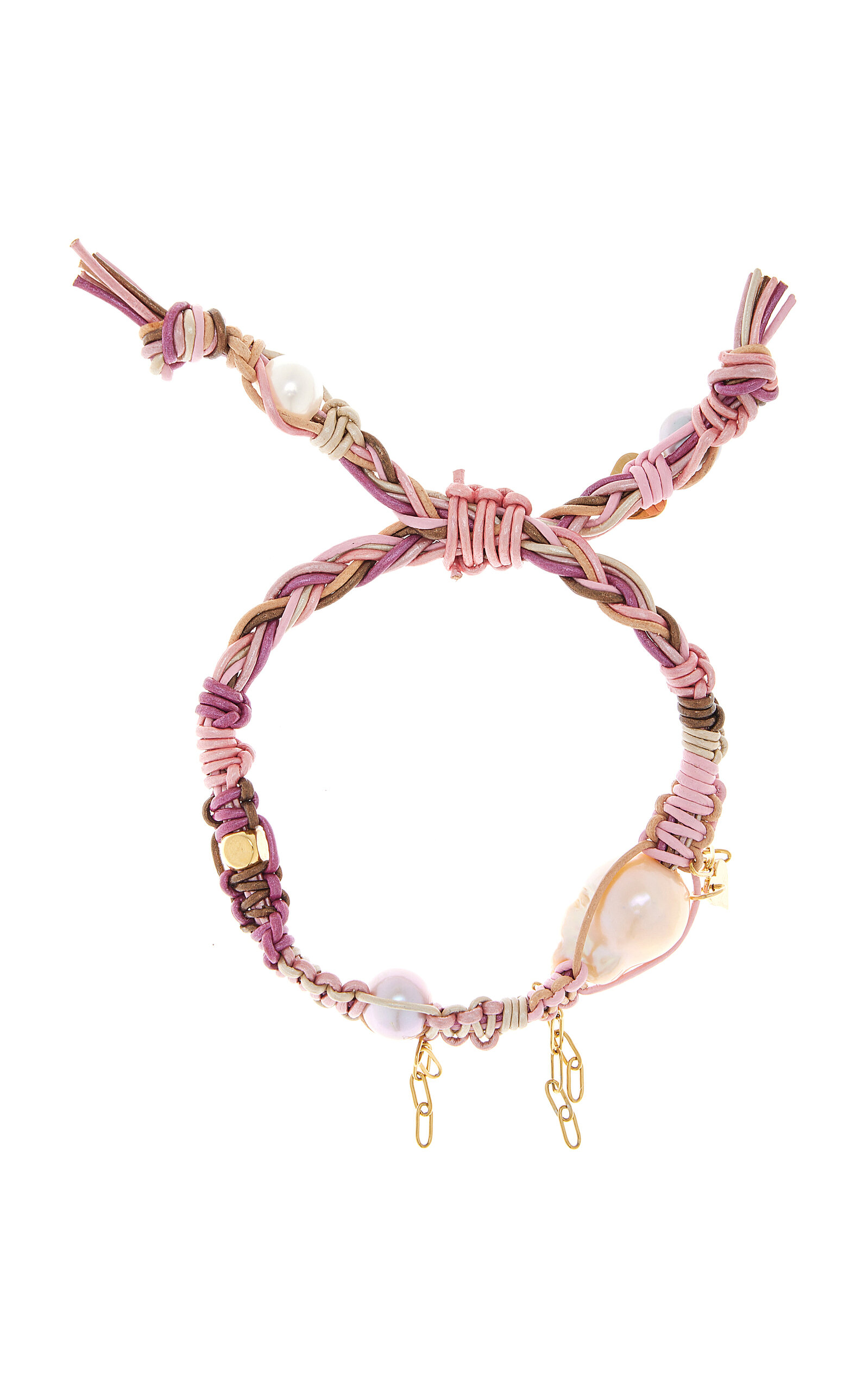 Joie Digiovanni Cotton Candy In Love Pearl; Leather Rocker Bracelet In Multi
