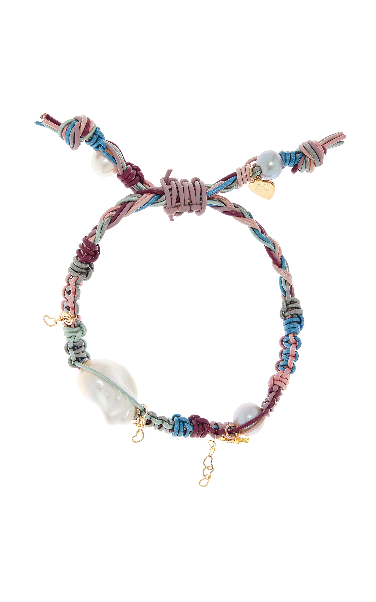 Metallic Mermaid Pearl; Leather Rocker Bracelet
