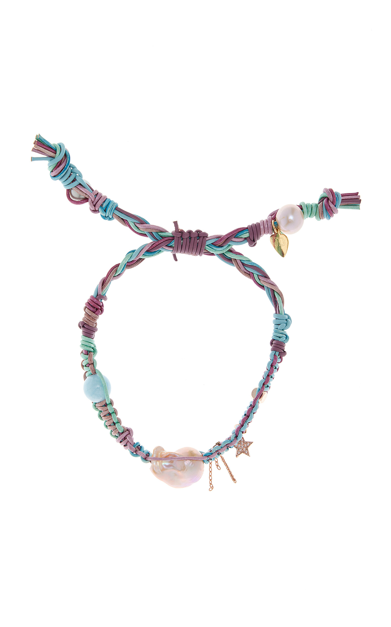 Metallic Barbie Beach Pearl; Leather Rocker Bracelet