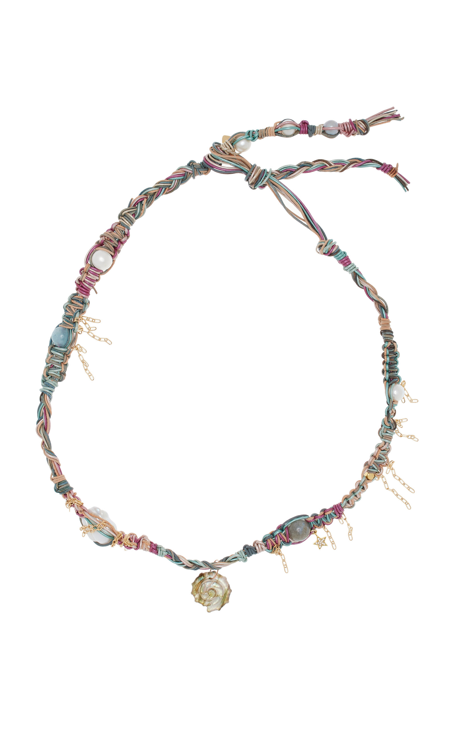 Mermaid Dreaming Seashell Leather Rockstar Necklace