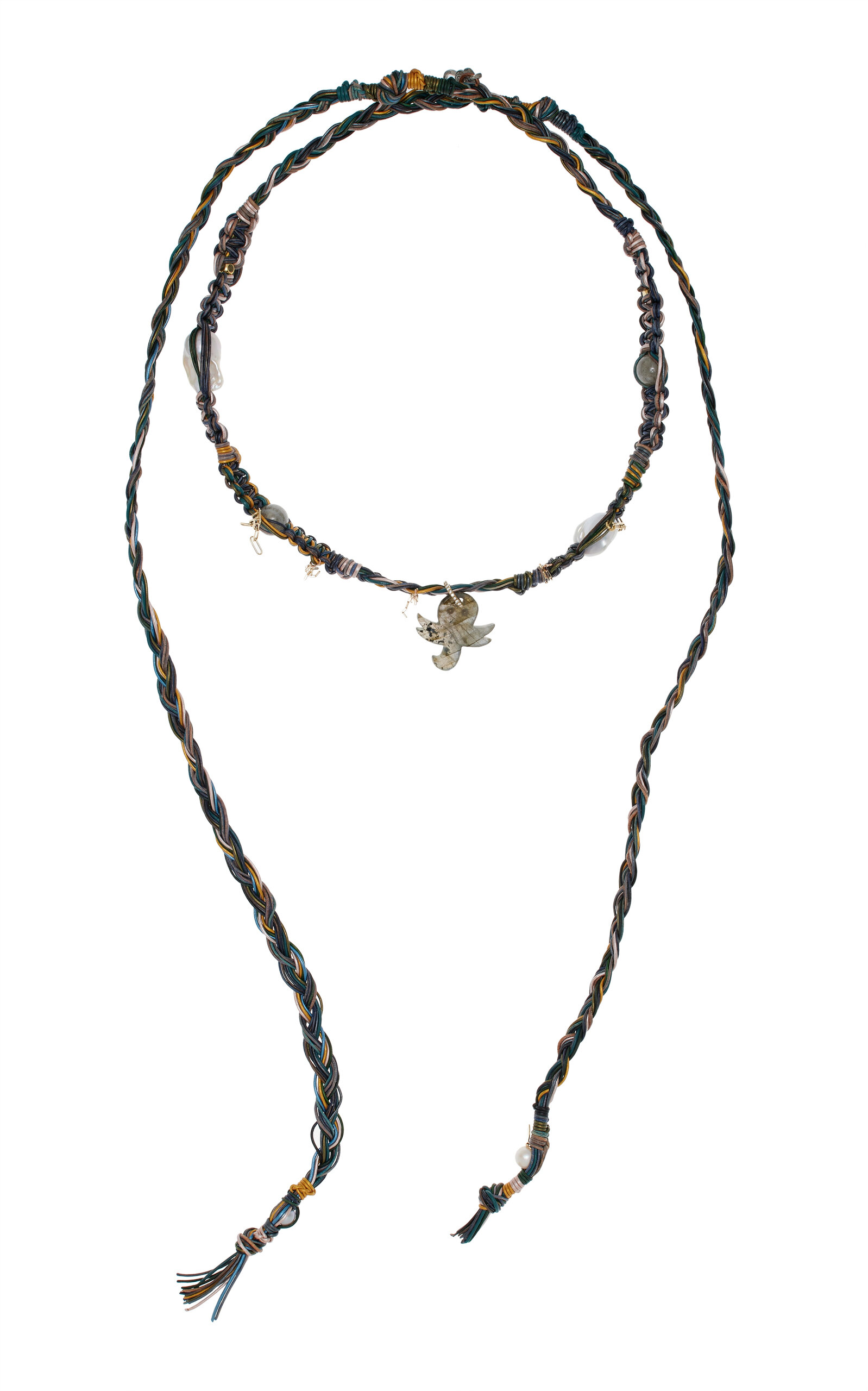 Golden Glowing Octopus Leather Rockstar Necklace