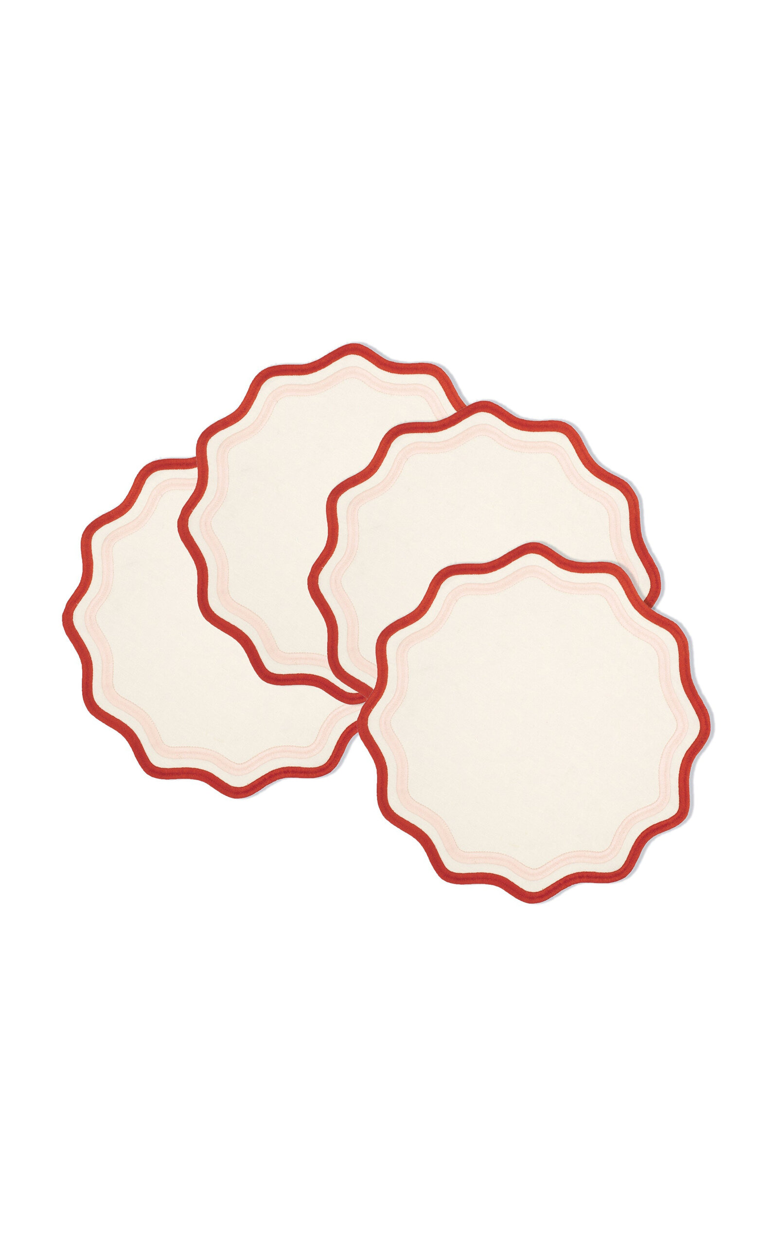 Misette Set-Of-Four Embroidered Linen Placemats - Pink