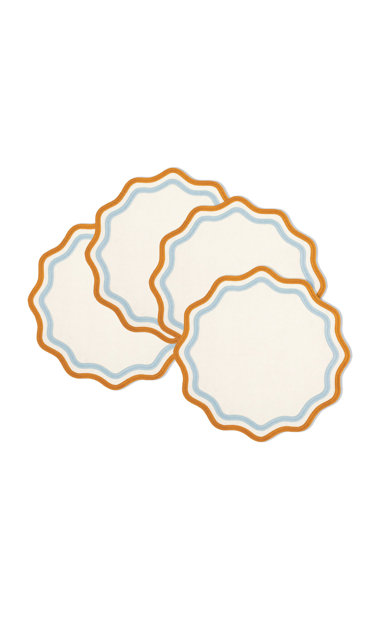 Misette Contrasting Trim Wavy Placemats Set Of 4 In Multi