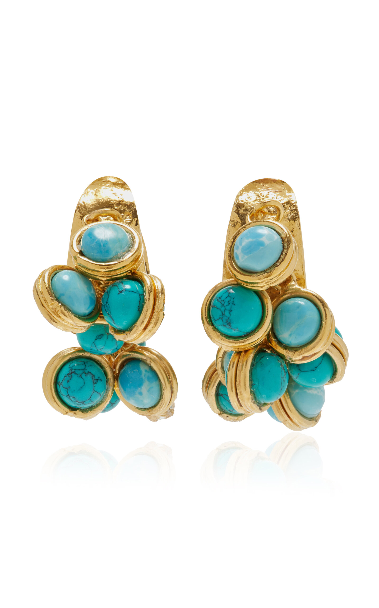 Sylvia Toledano Mini Candies Turquoise; Larimar 22k Gold-plated Earrings In Blue