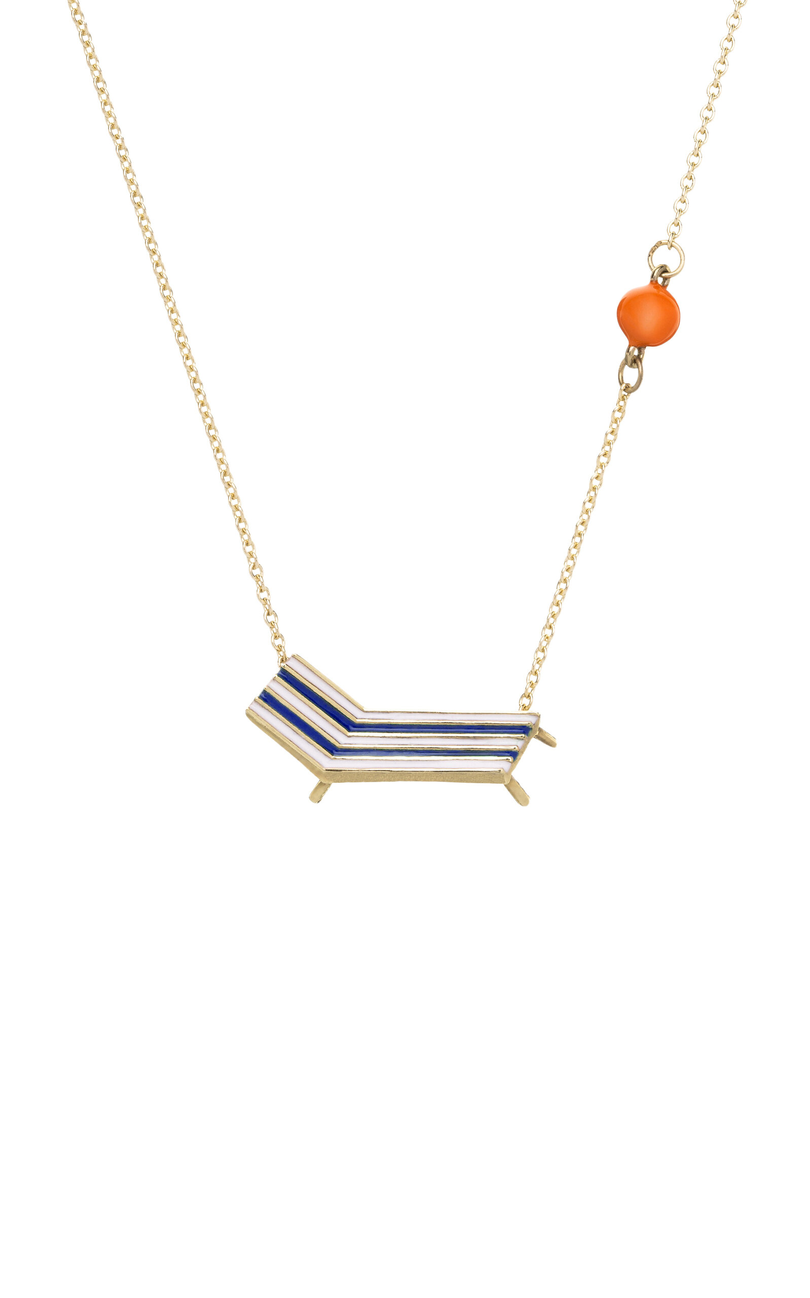 Aliita Beach Chair Enameled 9k Yellow Gold Necklace In Multi