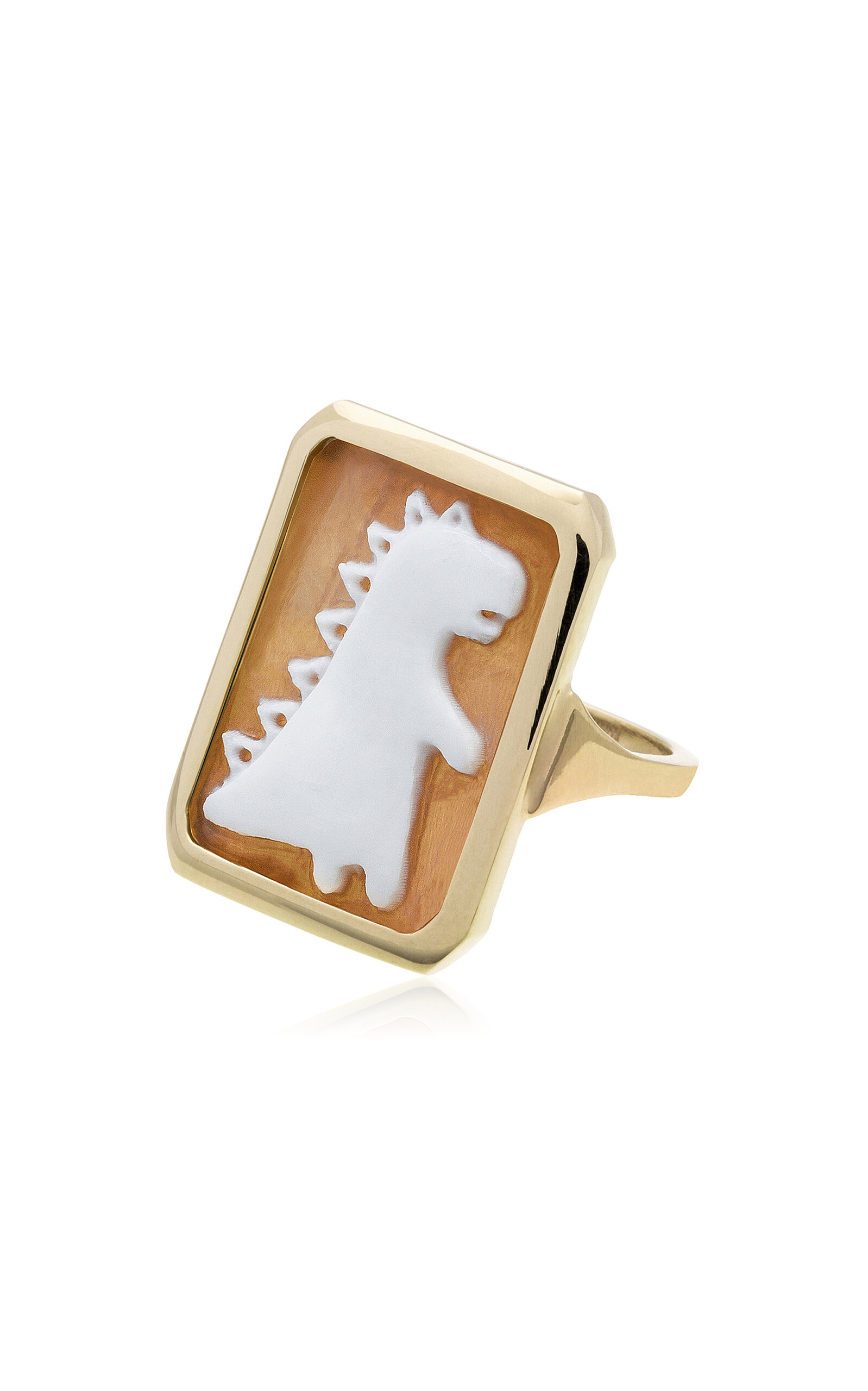 Aliita Cameo Dino 9k Yellow Gold Carnelian Ring In Gold