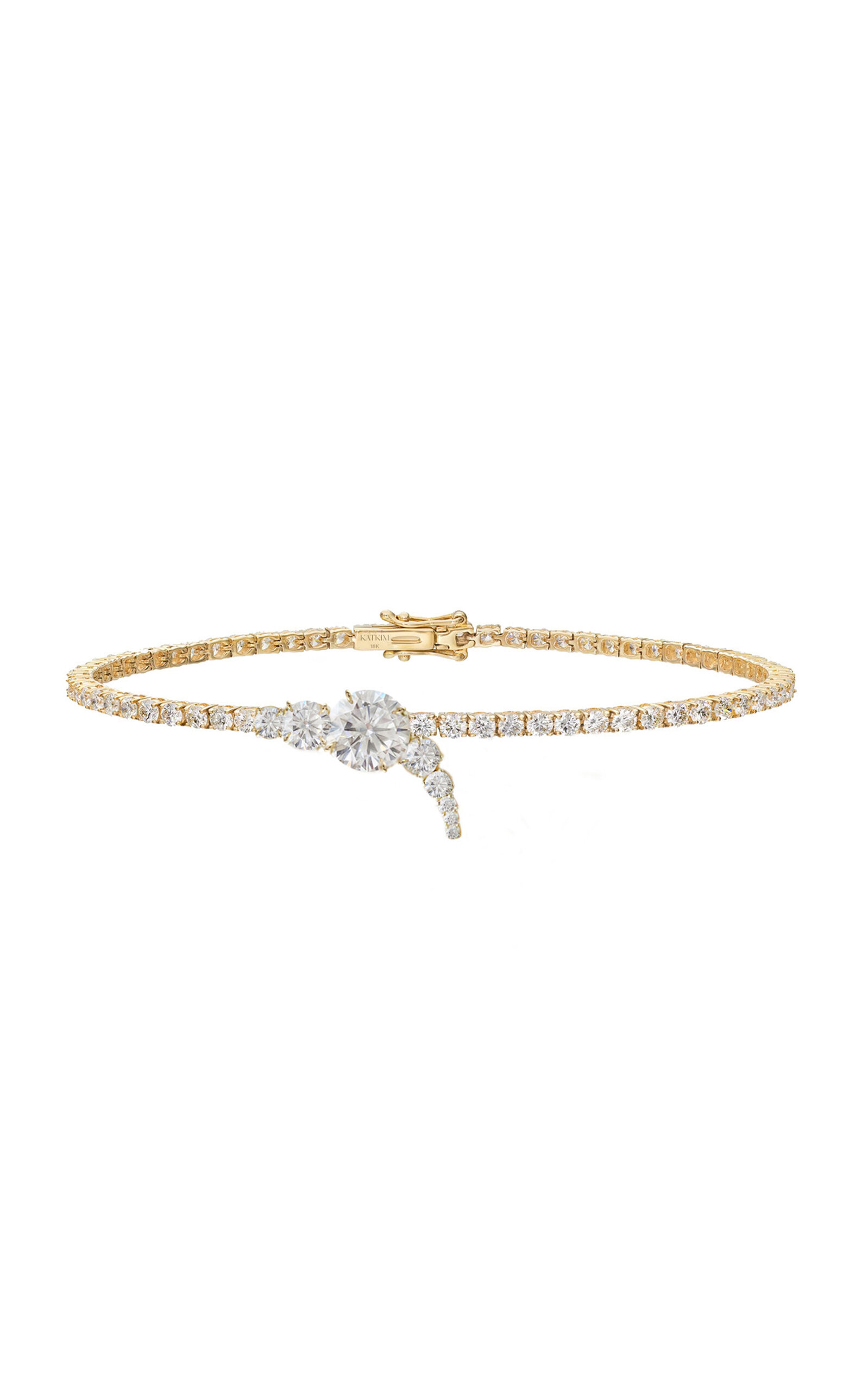 Petite Serif 18K Yellow Gold Diamond Bracelet