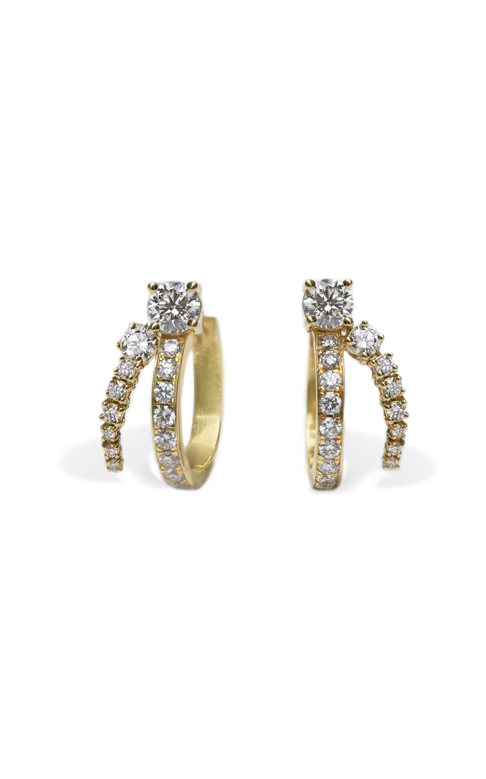 18K Yellow Gold Diamond Hoop Earrings