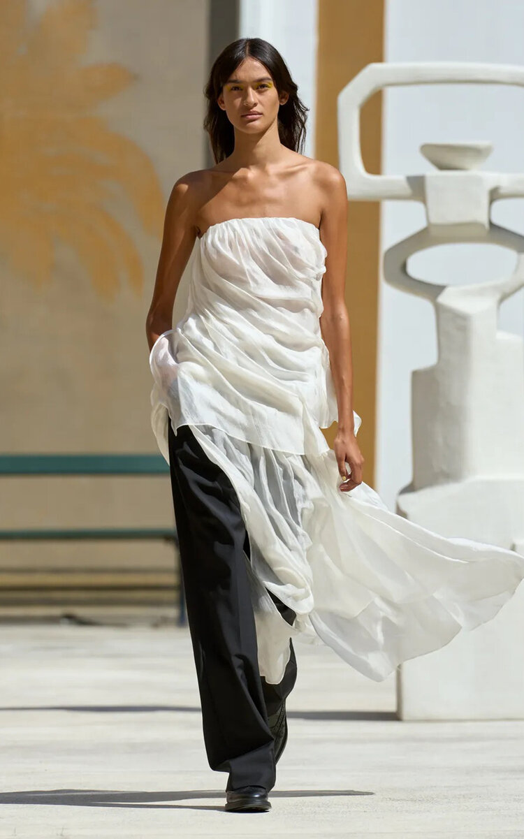 The Garment Gilian Draped Chiffon Gown In White
