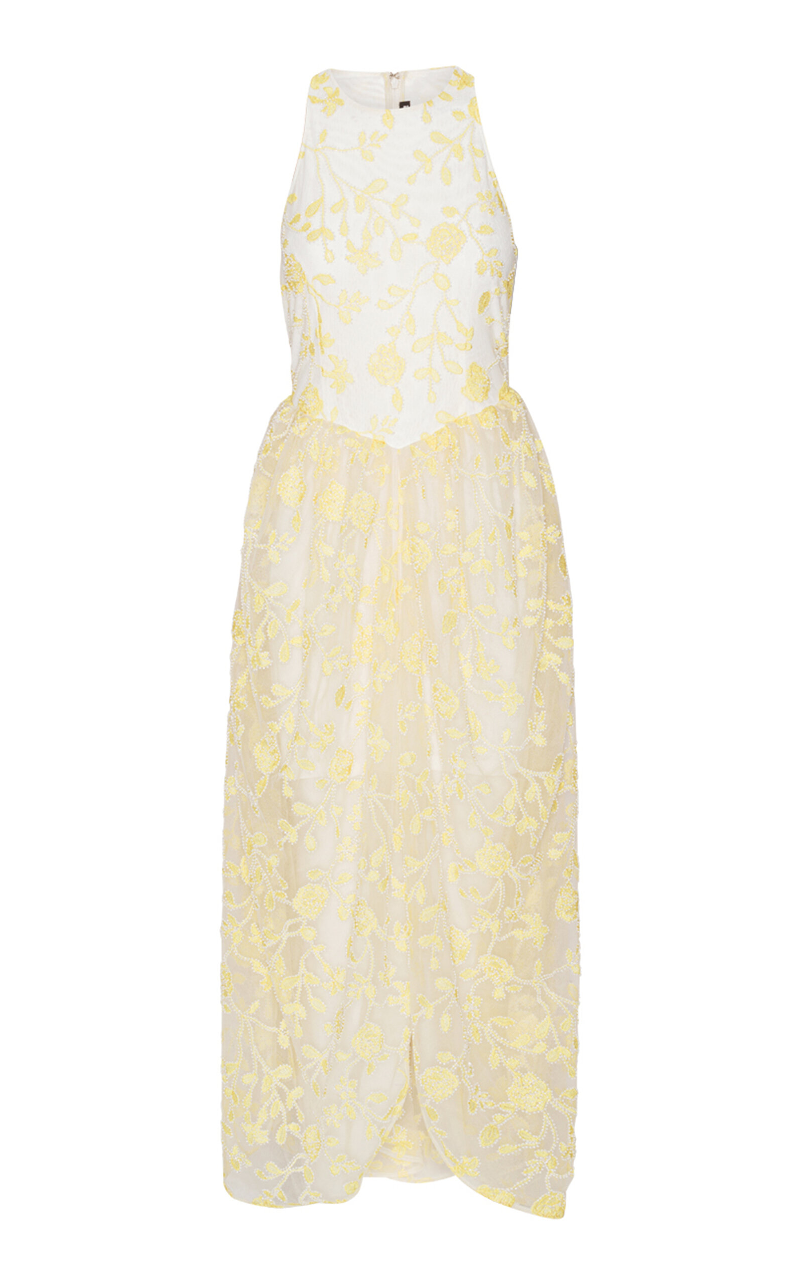 ROTATE Beaded Chiffon Maxi Dress - White