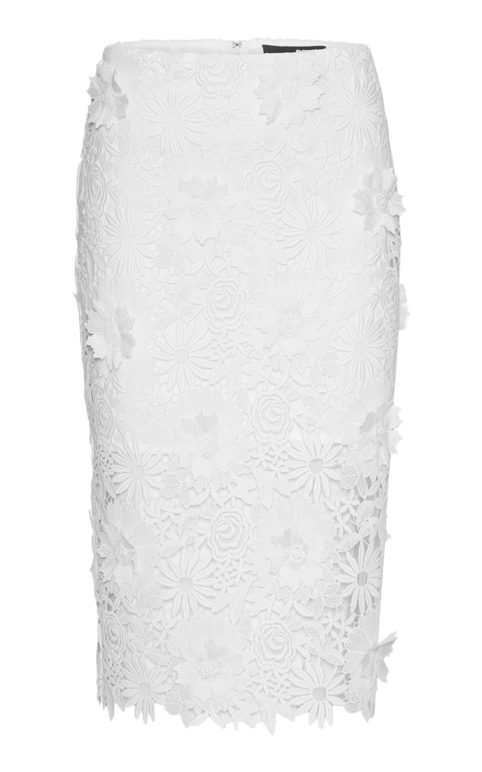 Rotate Birger Christensen Embroidered Lace Midi Skirt In White