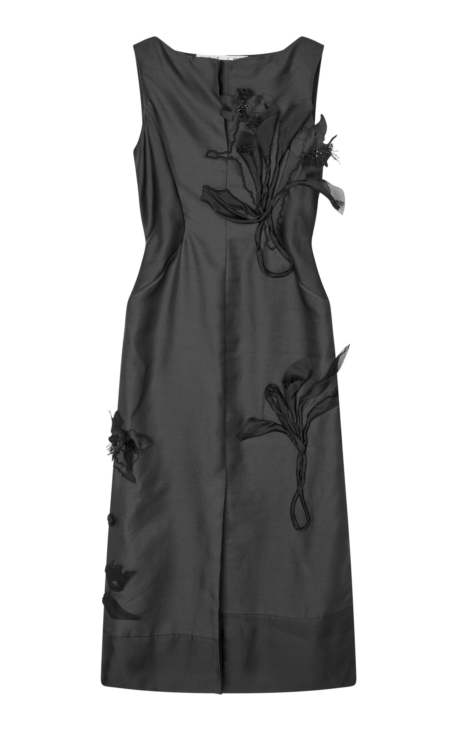 Mark Kenly Domino Tan Dove Atelier Silk-Wool Twill Midi Dress - Black