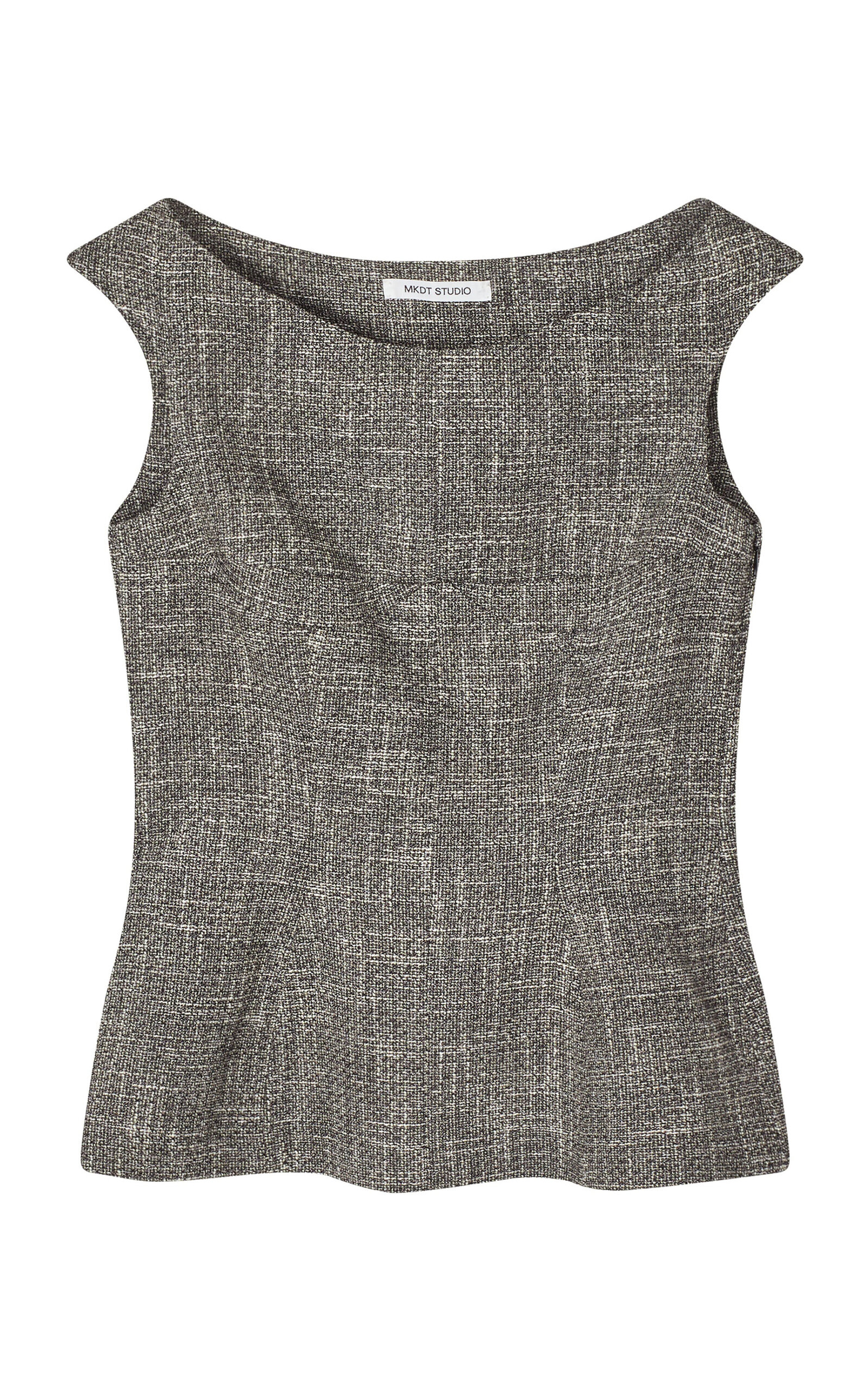 Mark Kenly Domino Tan Tishi Sculpted Tweed Top - Grey