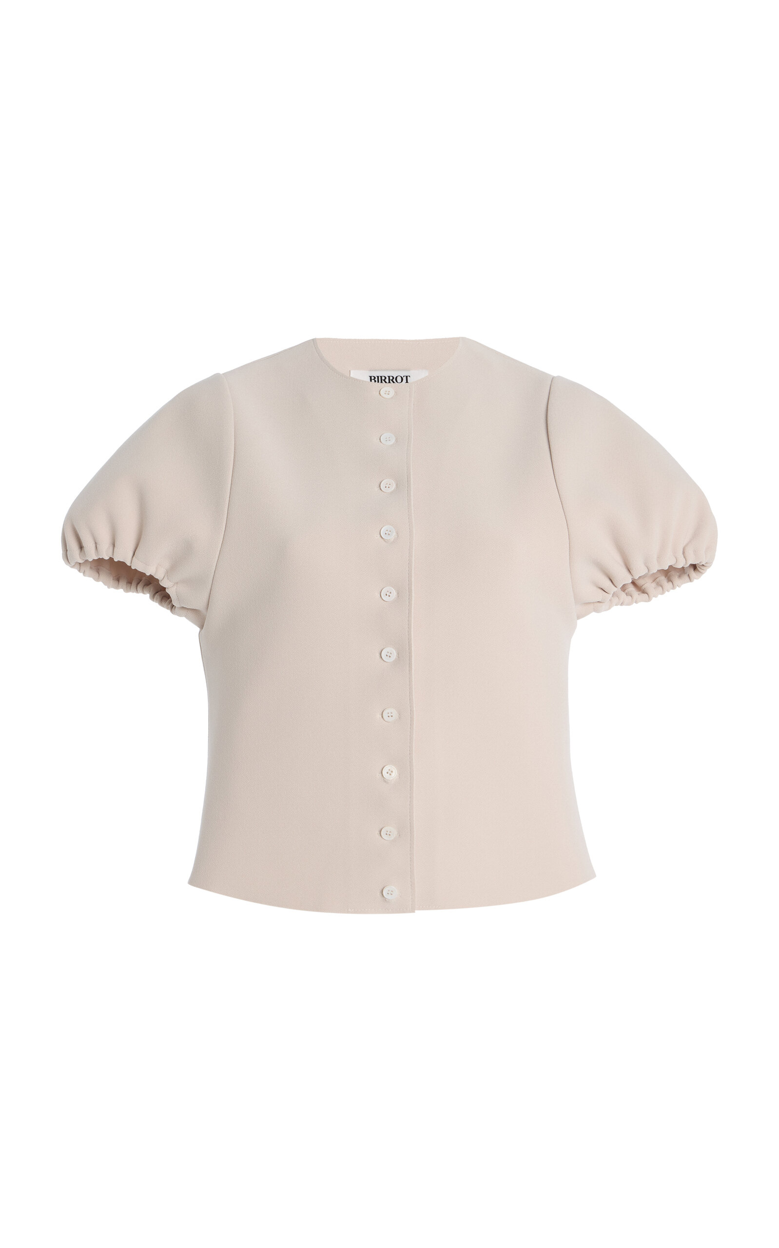Birrot Puff-sleeve Bonded Crepe Top In Ivory