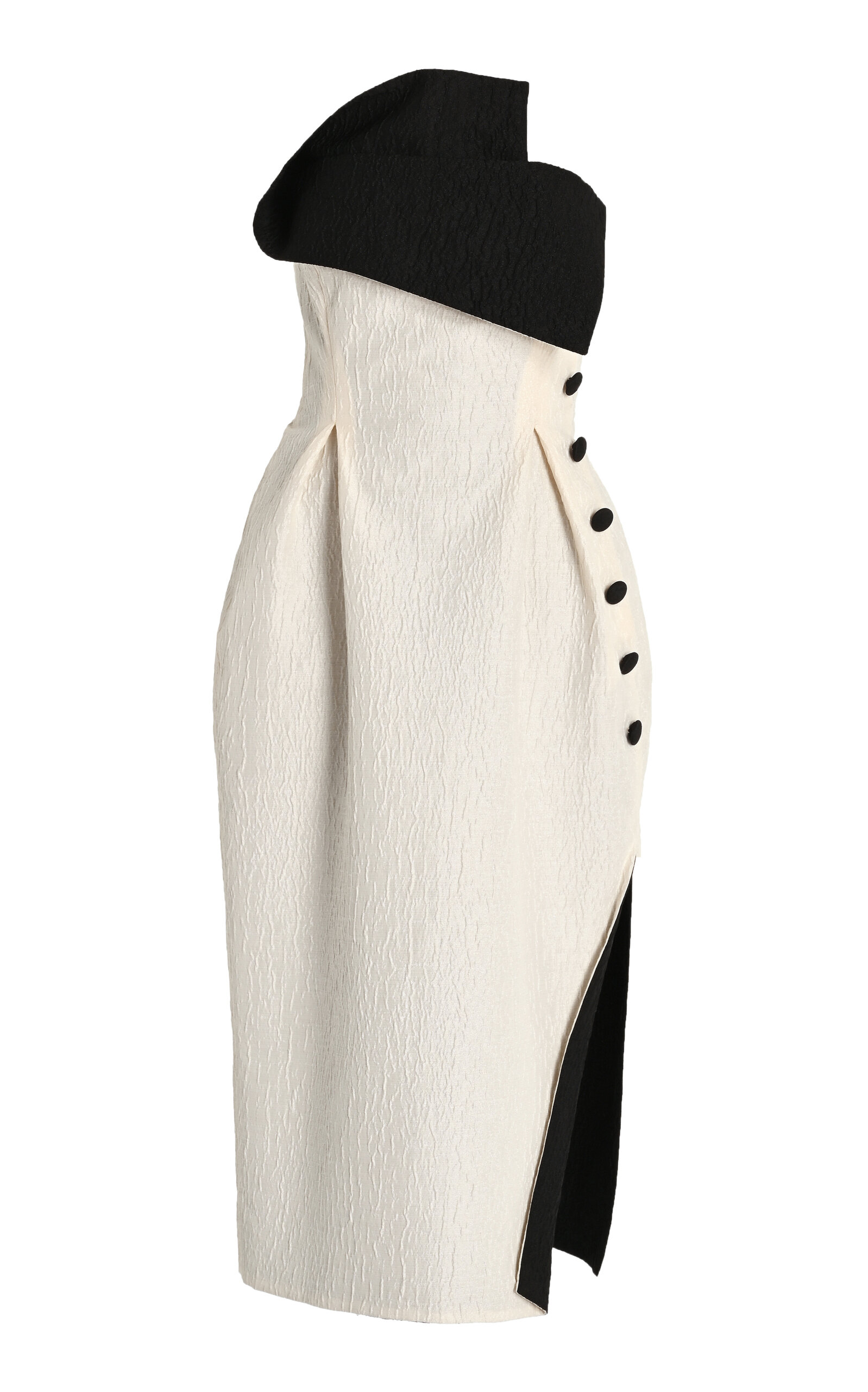 Rosie Assoulin Peep-lapel Cotton-blend Midi Dress In Ivory