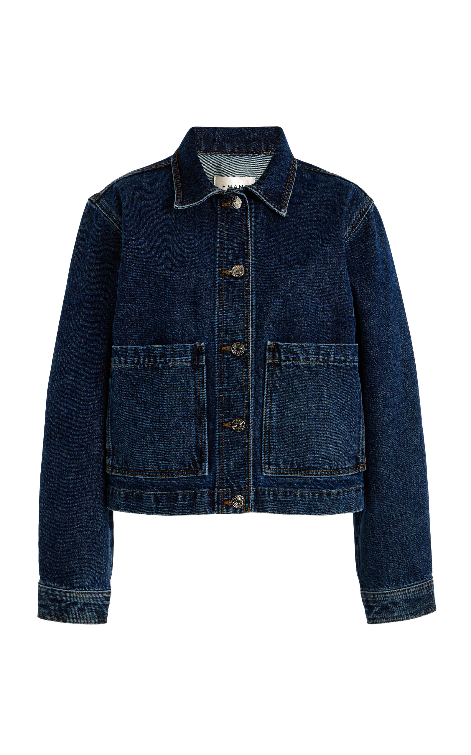 FRAME The Patch Pocket Denim Jacket - Dark Wash - Women's Clothing