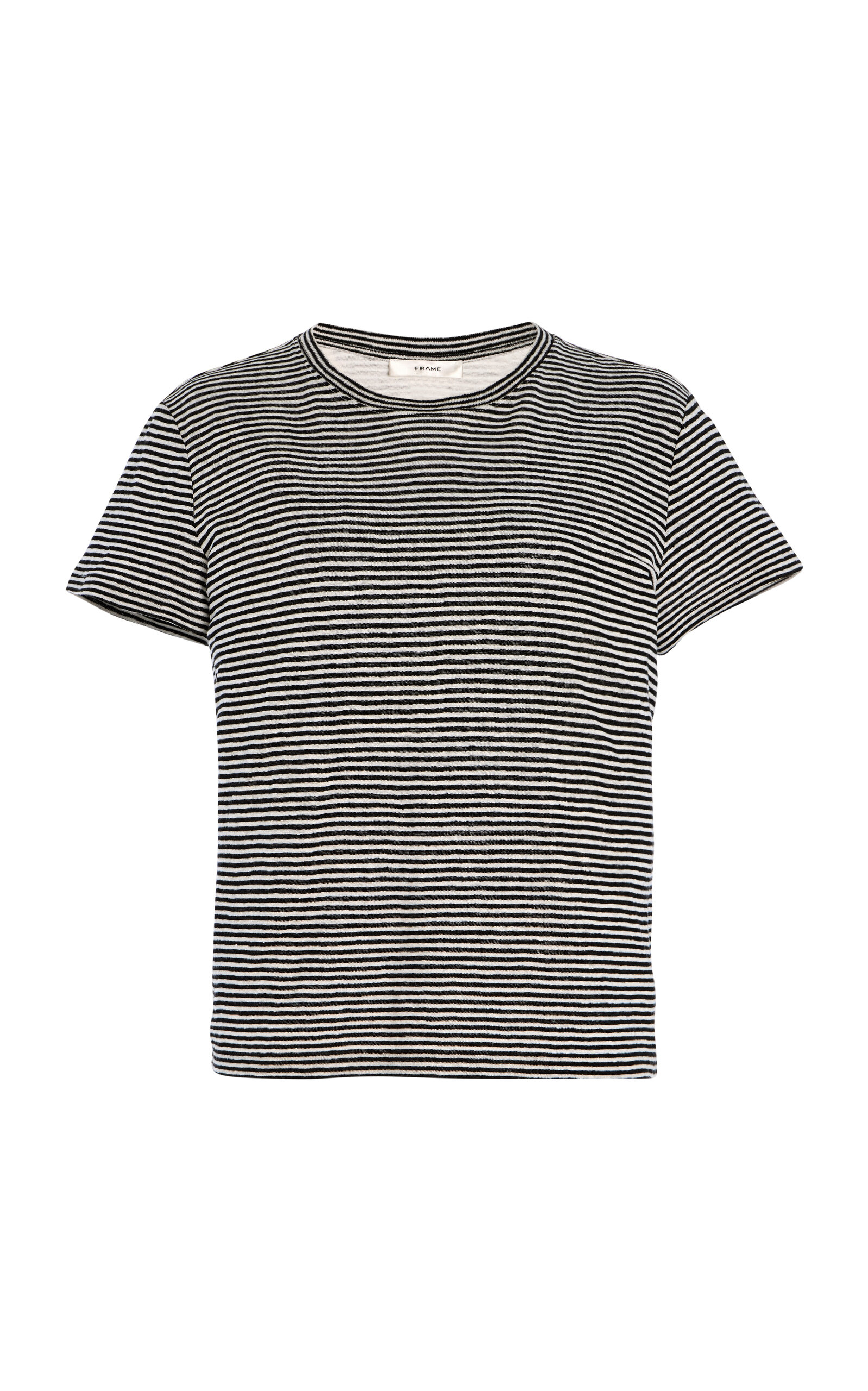 Frame The Linen Baby Tee In Black,white