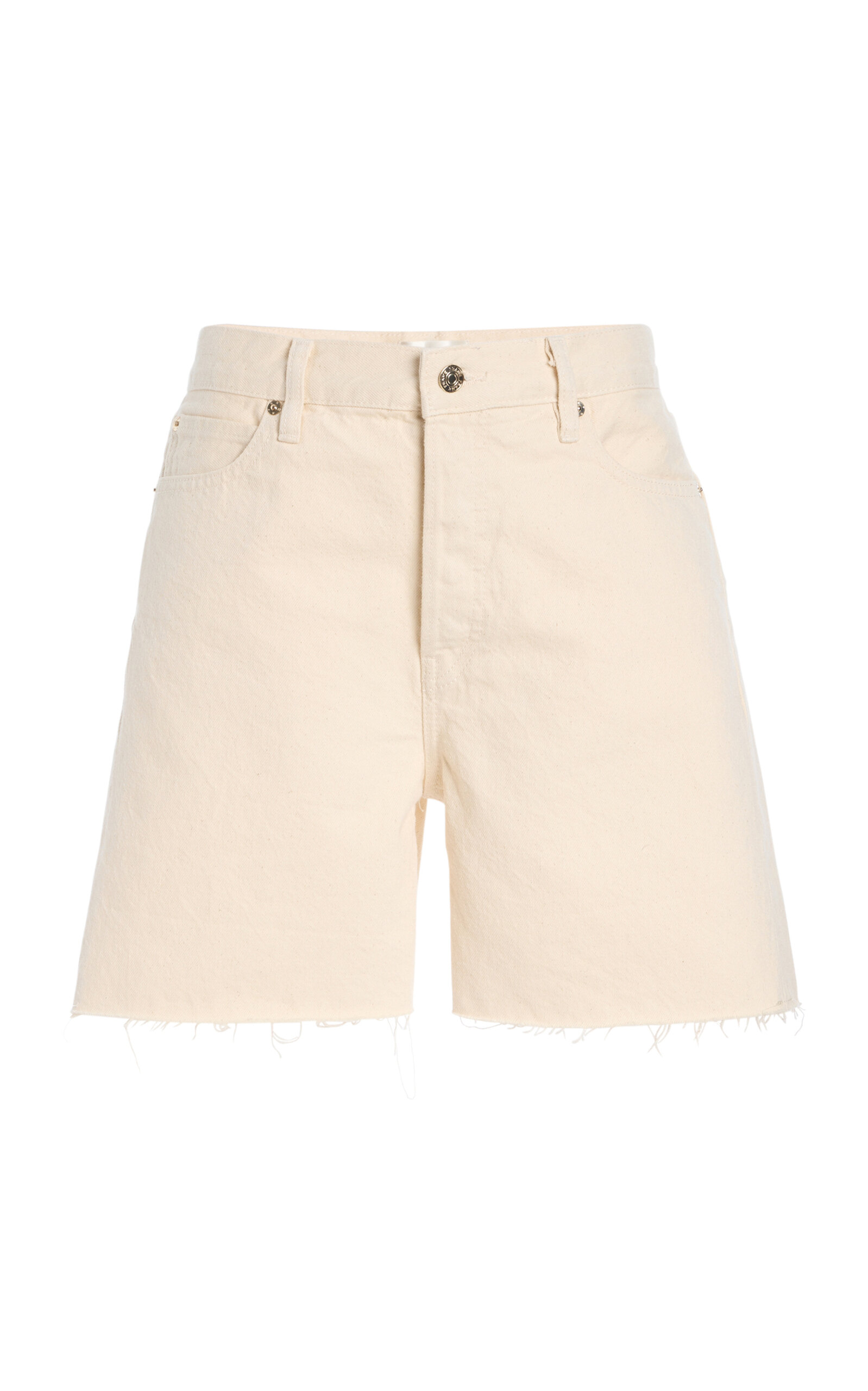 Frame The Timeless Denim High-rise Shorts In Ivory