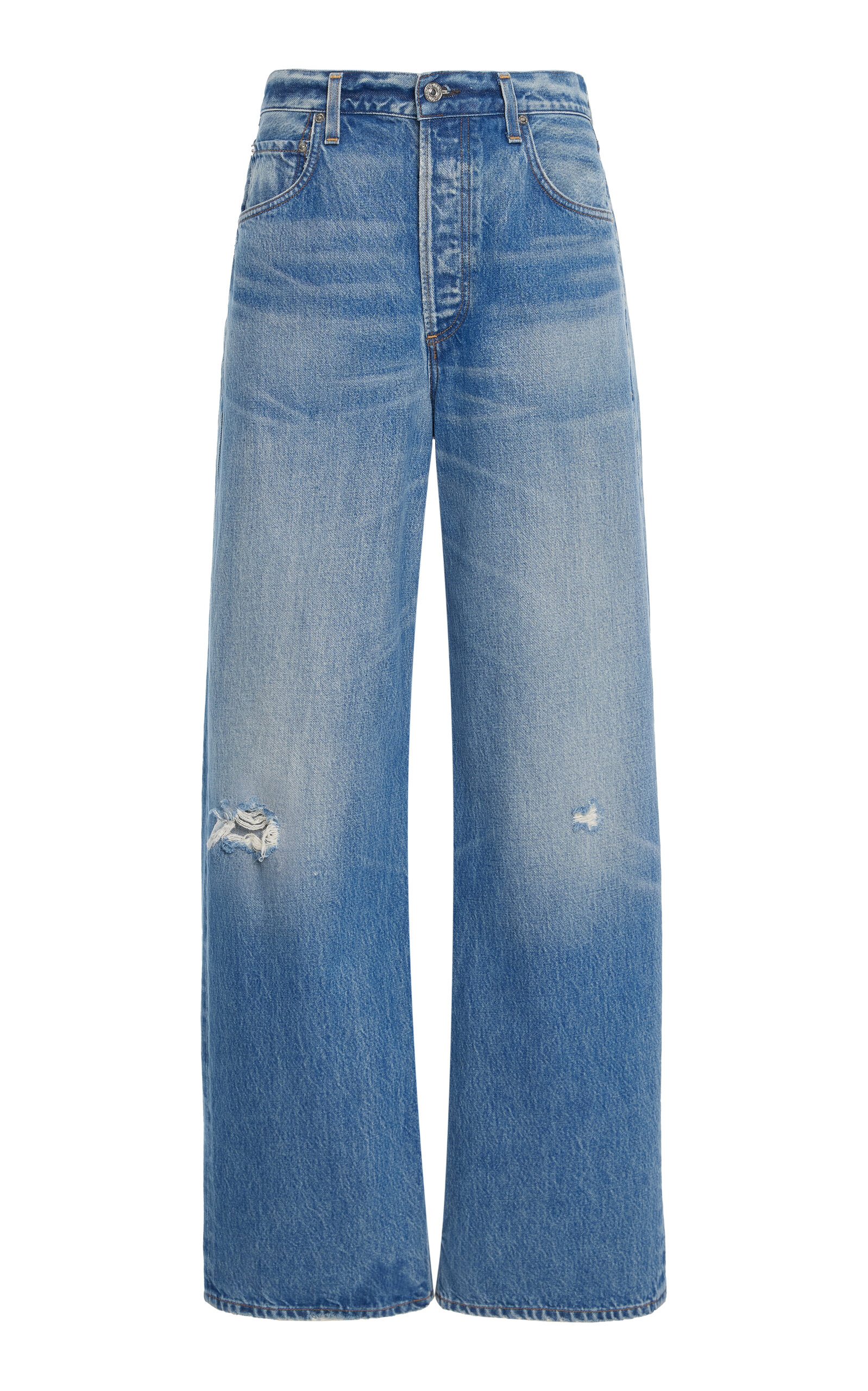 Citizens of Humanity Ayla Distressed Rigid High-Rise Baggy Jeans - Medium Wash