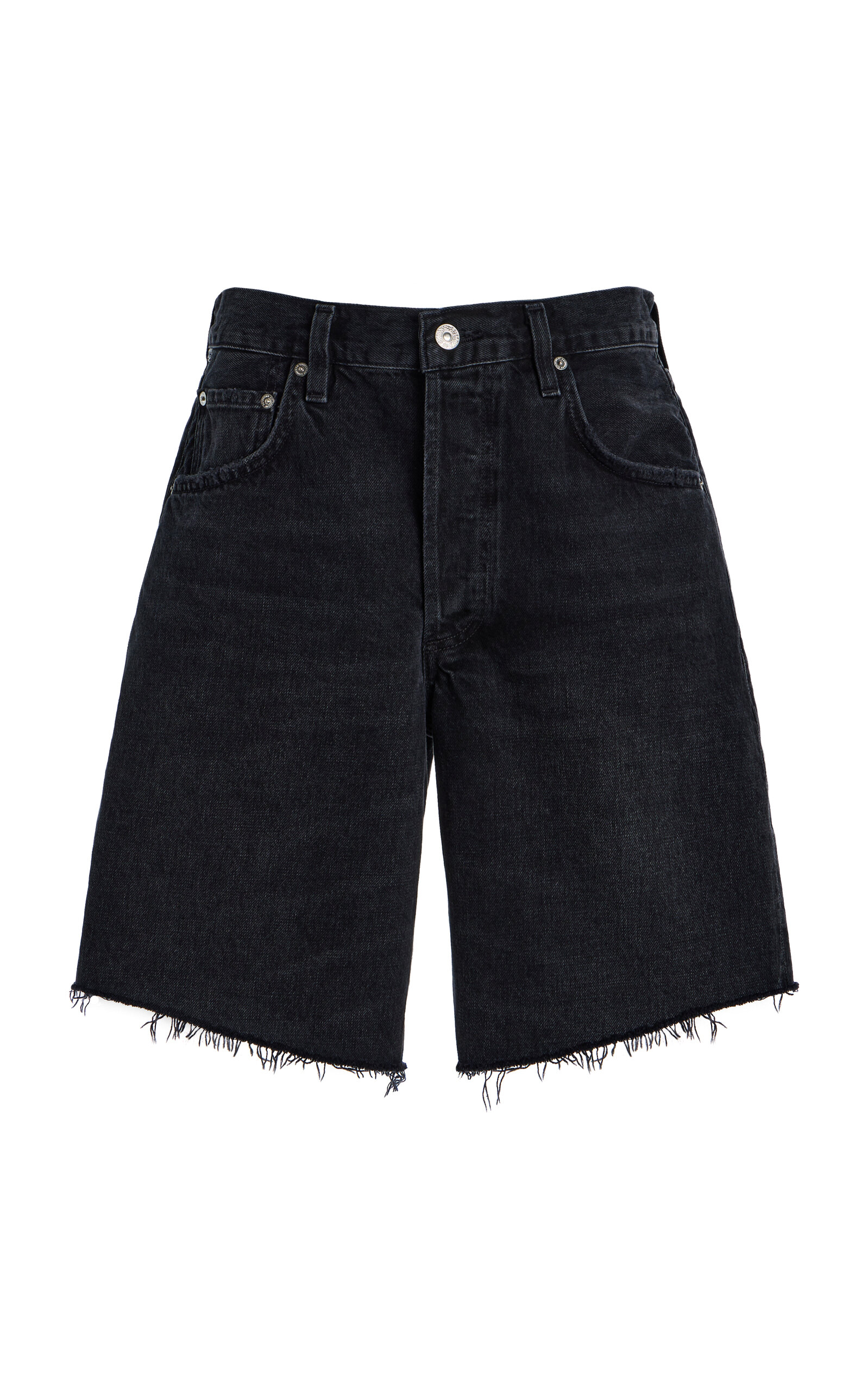 Citizens Of Humanity Ayla Denim Knee-length Shorts In Black