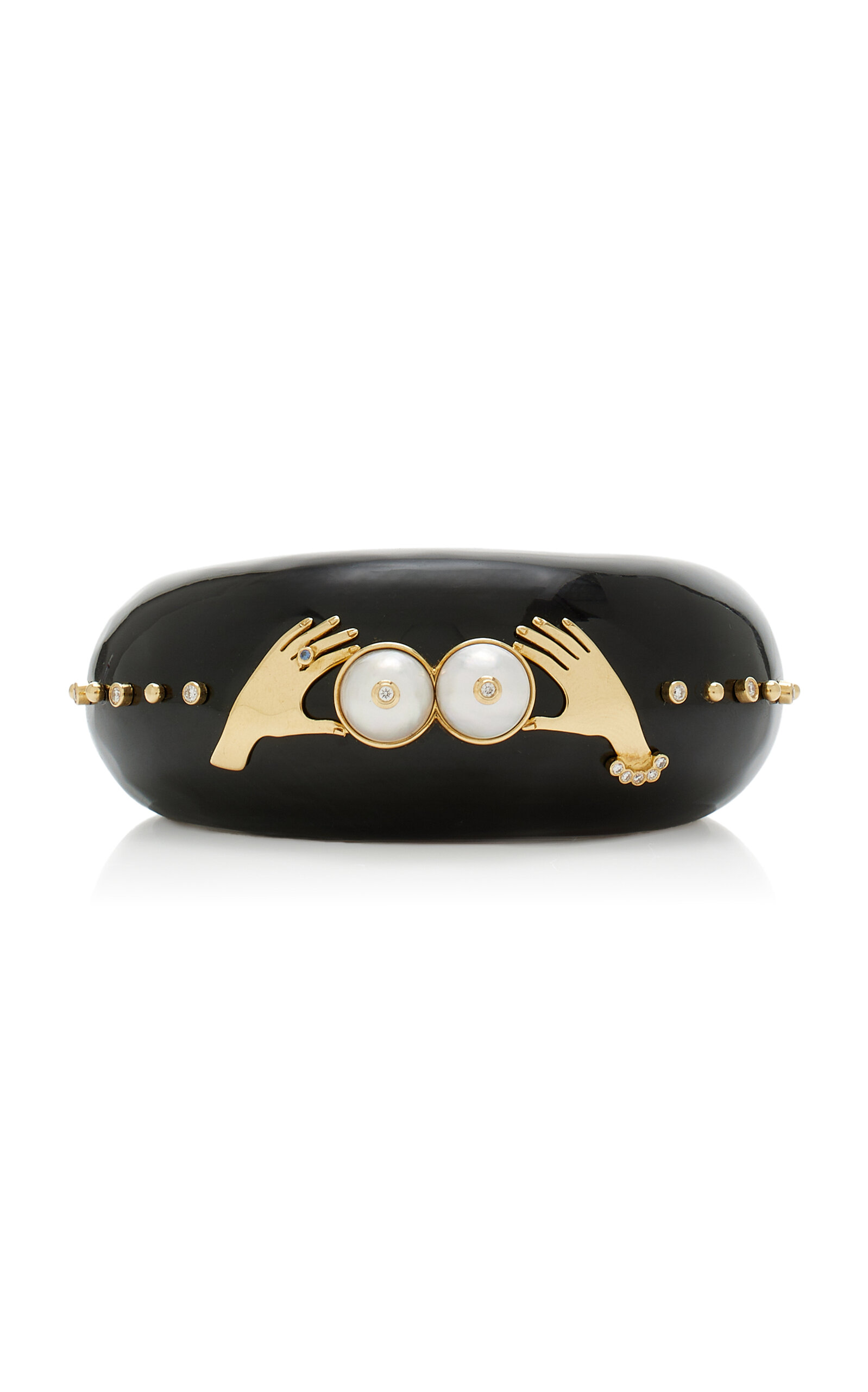Sauer Venus 18k Yellow Gold Multi-stone Bracelet In Black