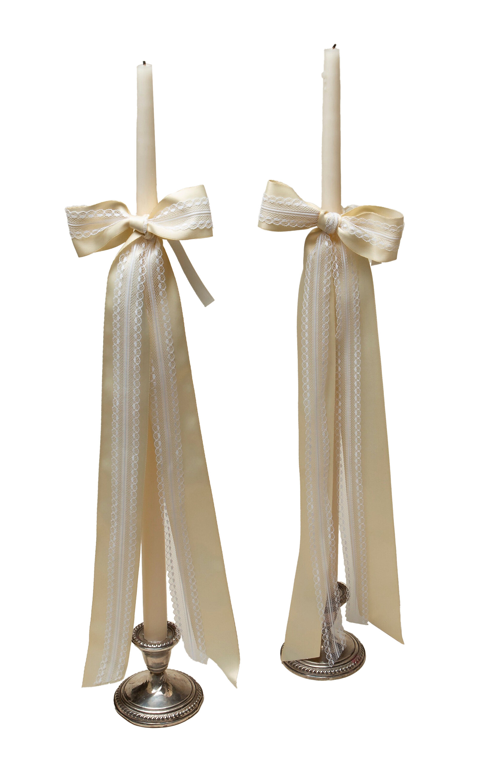 Gohar World Taper Candle With Lace Bow In Multi