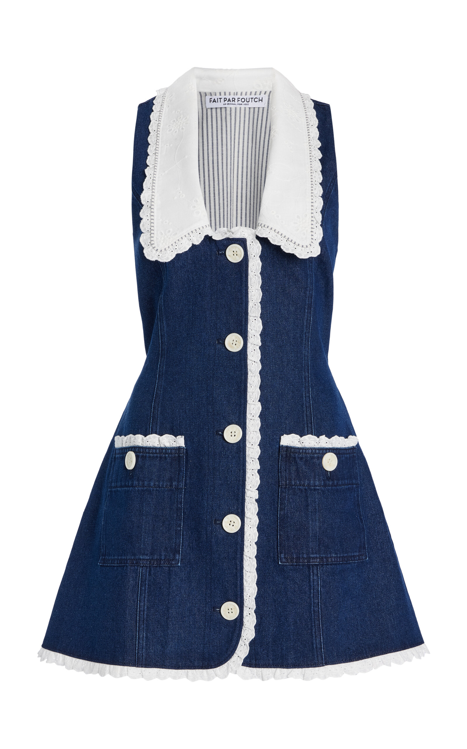 FAIT PAR FOUTCH Exclusive Adrienna Denim Mini Tuxedo Dress