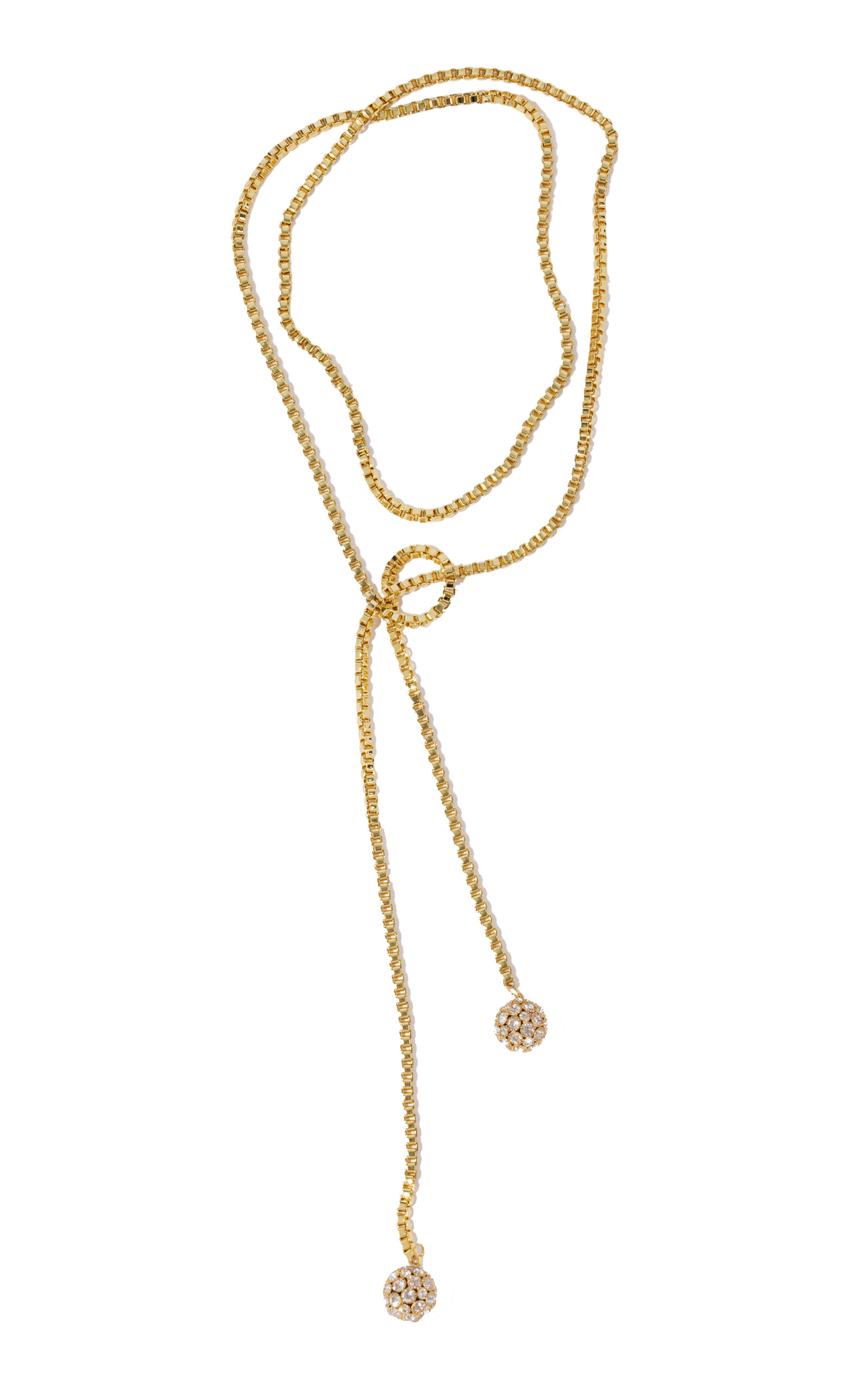 Pearl Octopuss.y Crystal Sphere Tie Necklace In Gold