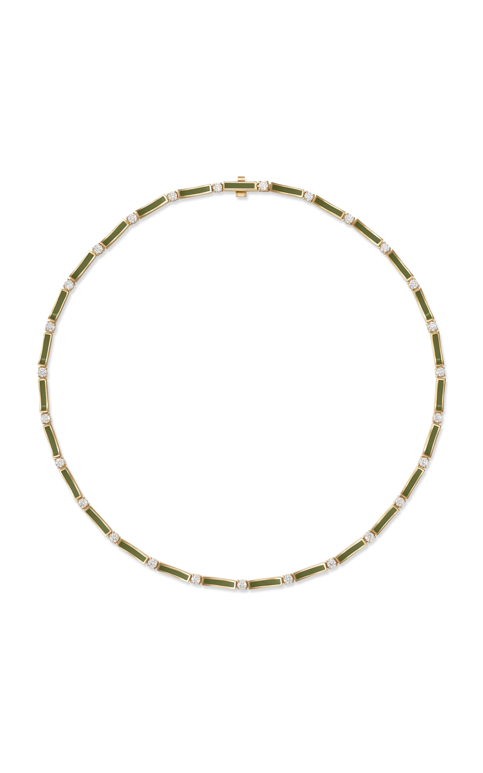 Melissa Kaye Honey Enameled 18K Yellow Gold Diamond Necklace - Green - OS - Moda Operandi