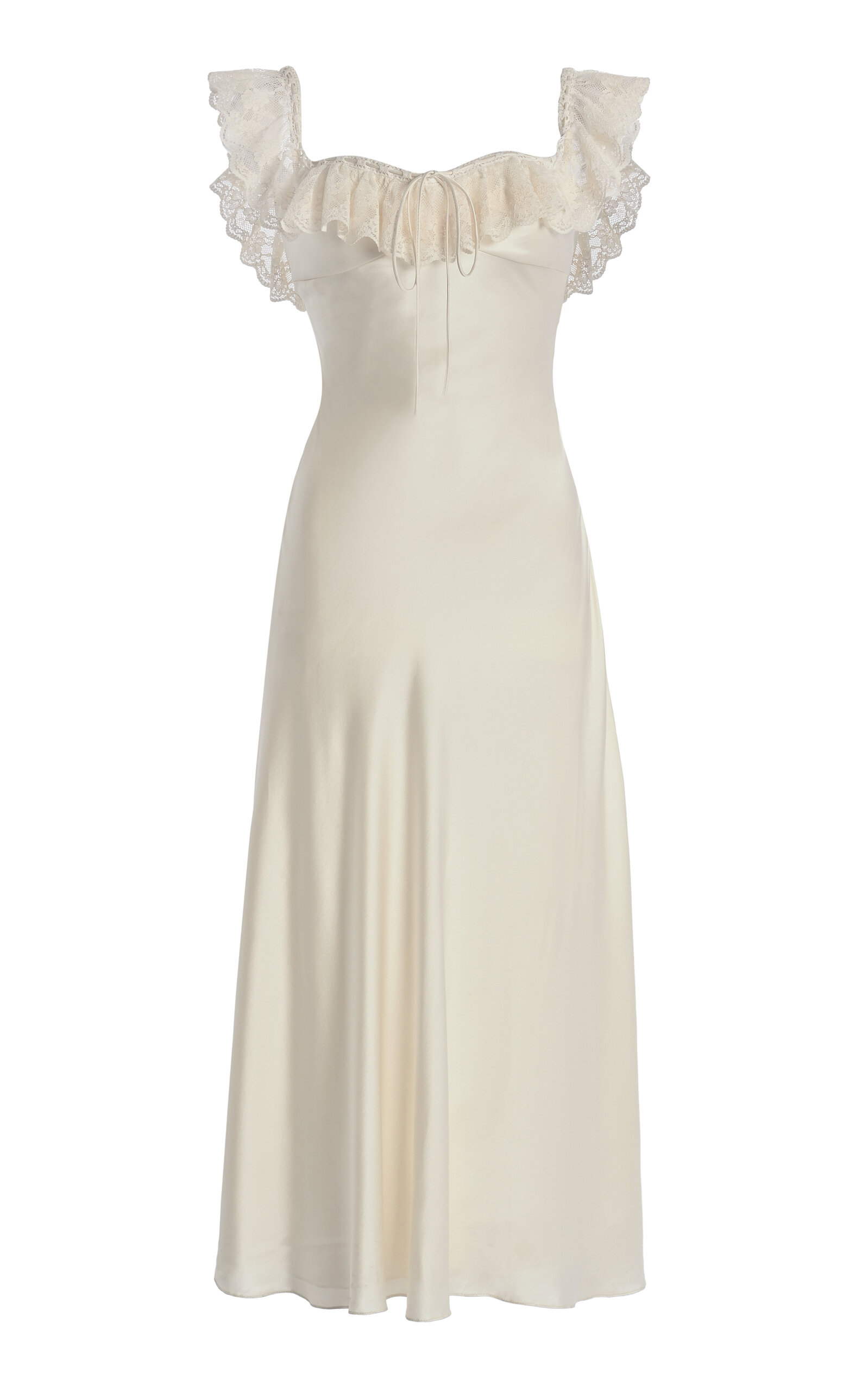 Mirror Palais Sonata Silk-charmeuse Lady-length Dress In Ivory