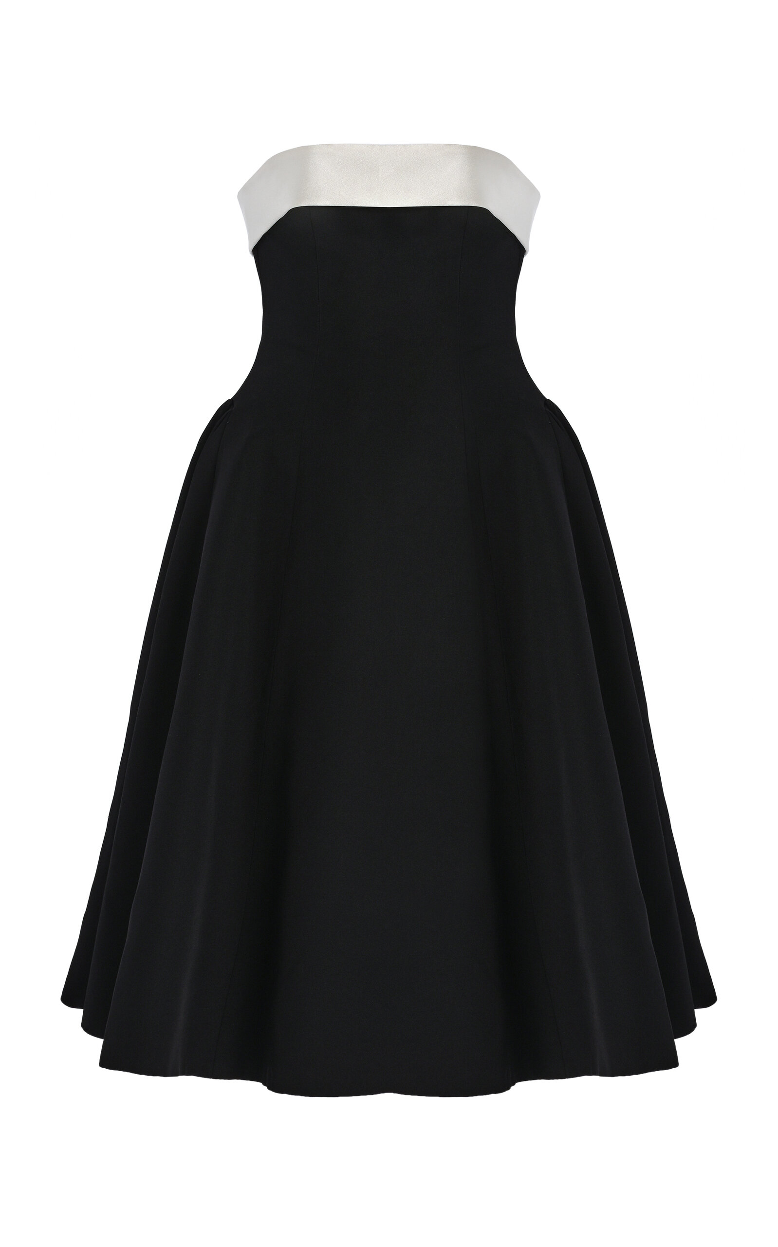 Mirror Palais Opera Strapless Crepe-Back Silk-Satin Lady-Length Dress - Black - XS