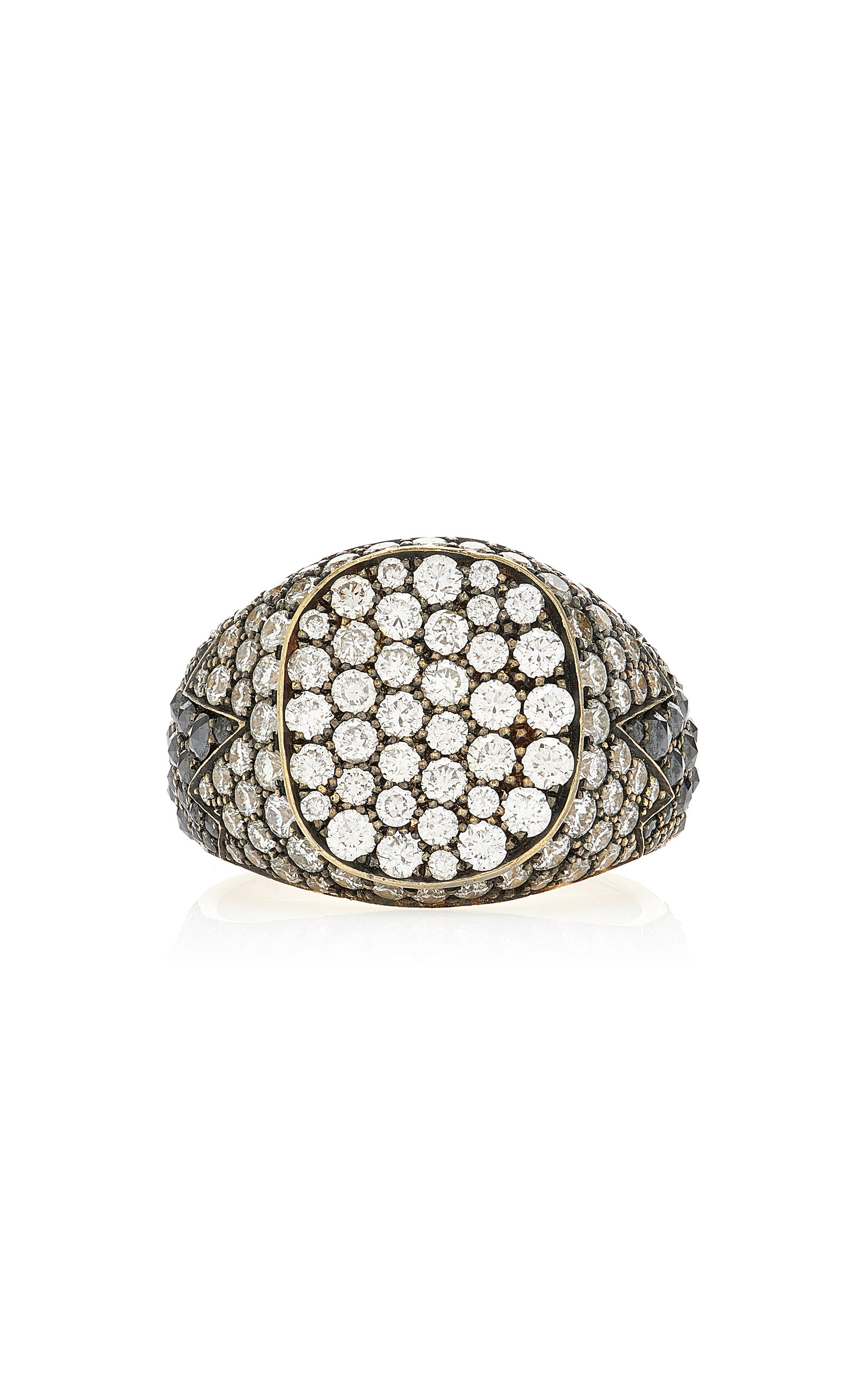 Sylva & Cie 18K Yellow Gold White Diamond Ring - Black - Moda Operandi