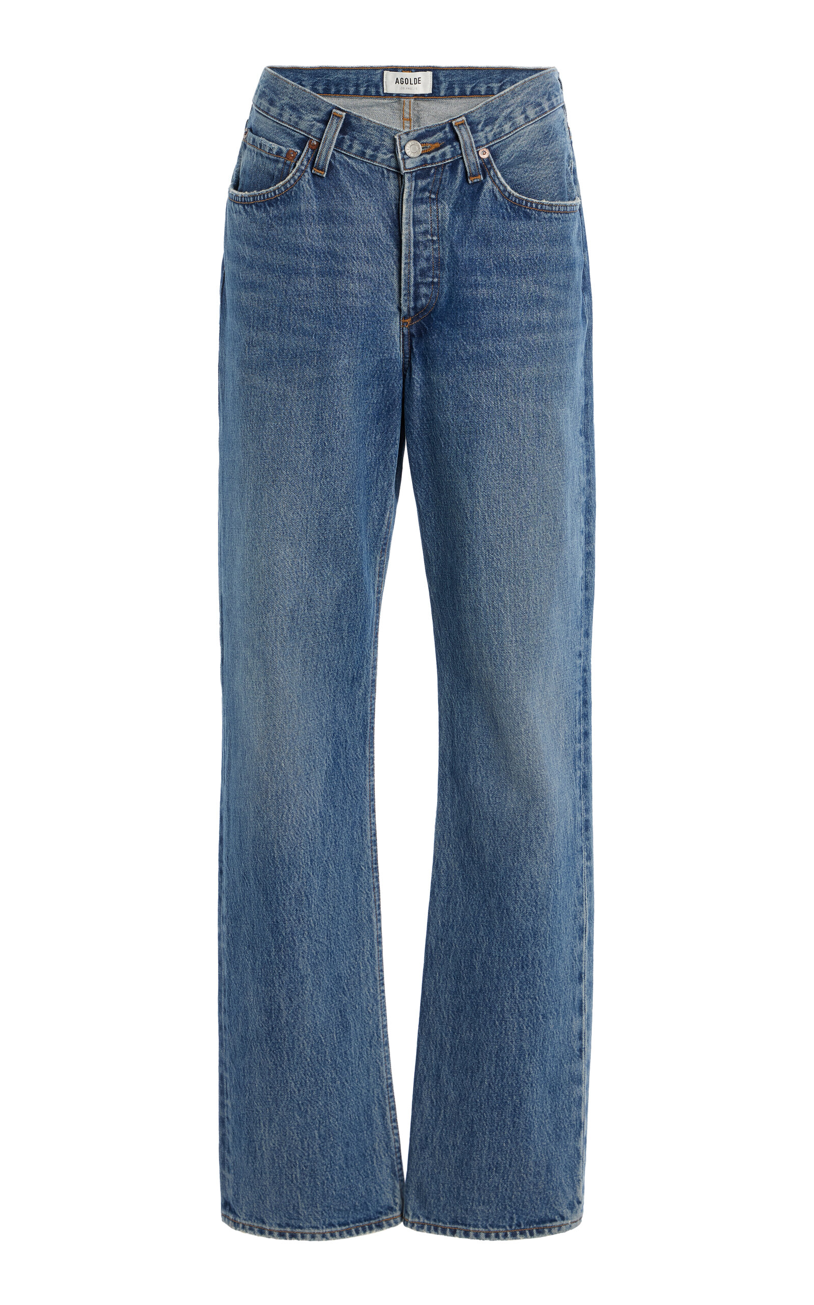 Agolde Kelly V-waist Stretch High-rise Straight-leg Jeans In Medium Wash