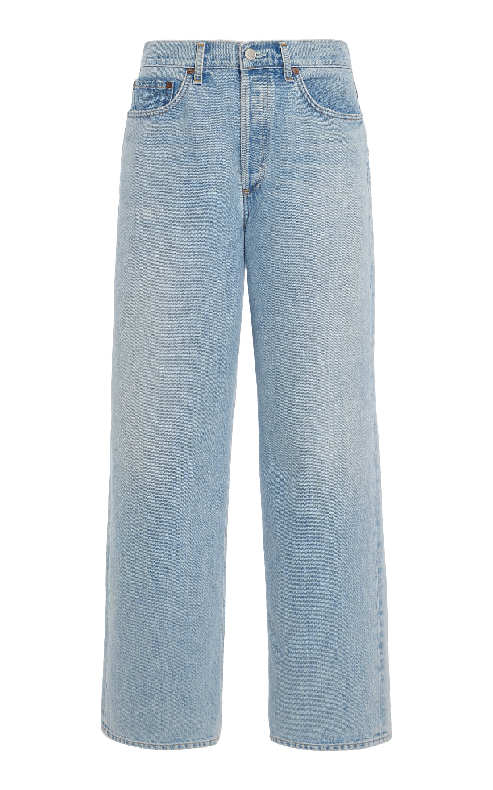 Agolde Low Curve Rigid Mid-rise Tapered Jeans In Light Wash
